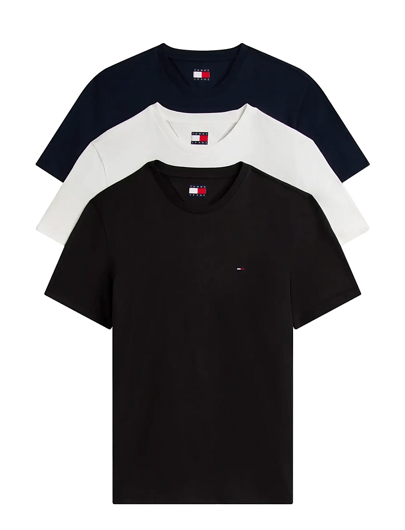 Tommy Jeans - TJM XSLIM 3 PACK TEE - t-shirts à manches courtes - black dark night navy ecru - 1