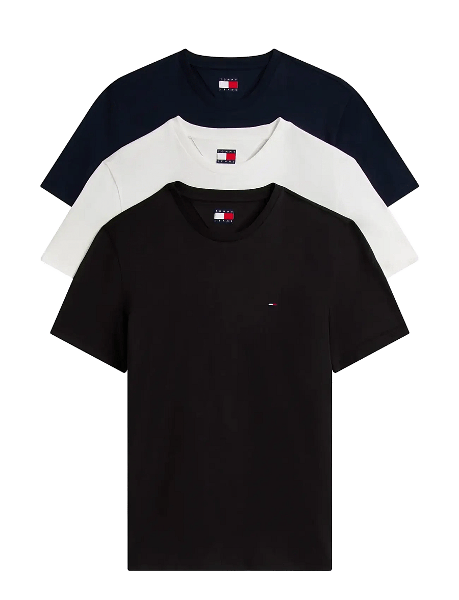 Tommy Jeans - TJM XSLIM 3 PACK TEE EXT - t-shirts im multipack - black / dark night navy / ecru - 1