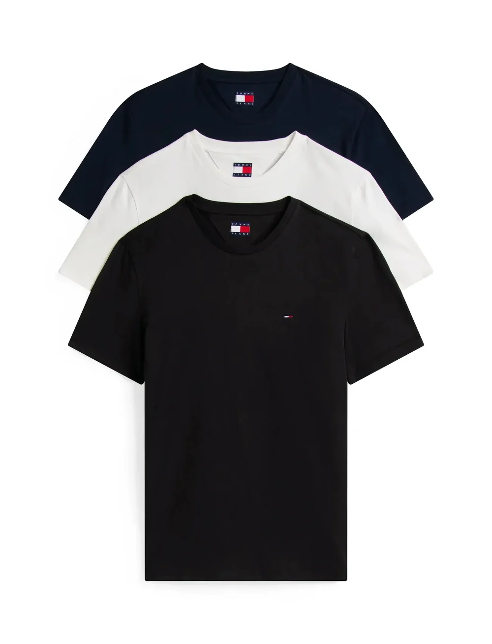 Tommy Jeans - TJM XSLIM 3PACK TEE EXT - kurzärmelig - black dark night navy ecru - 0