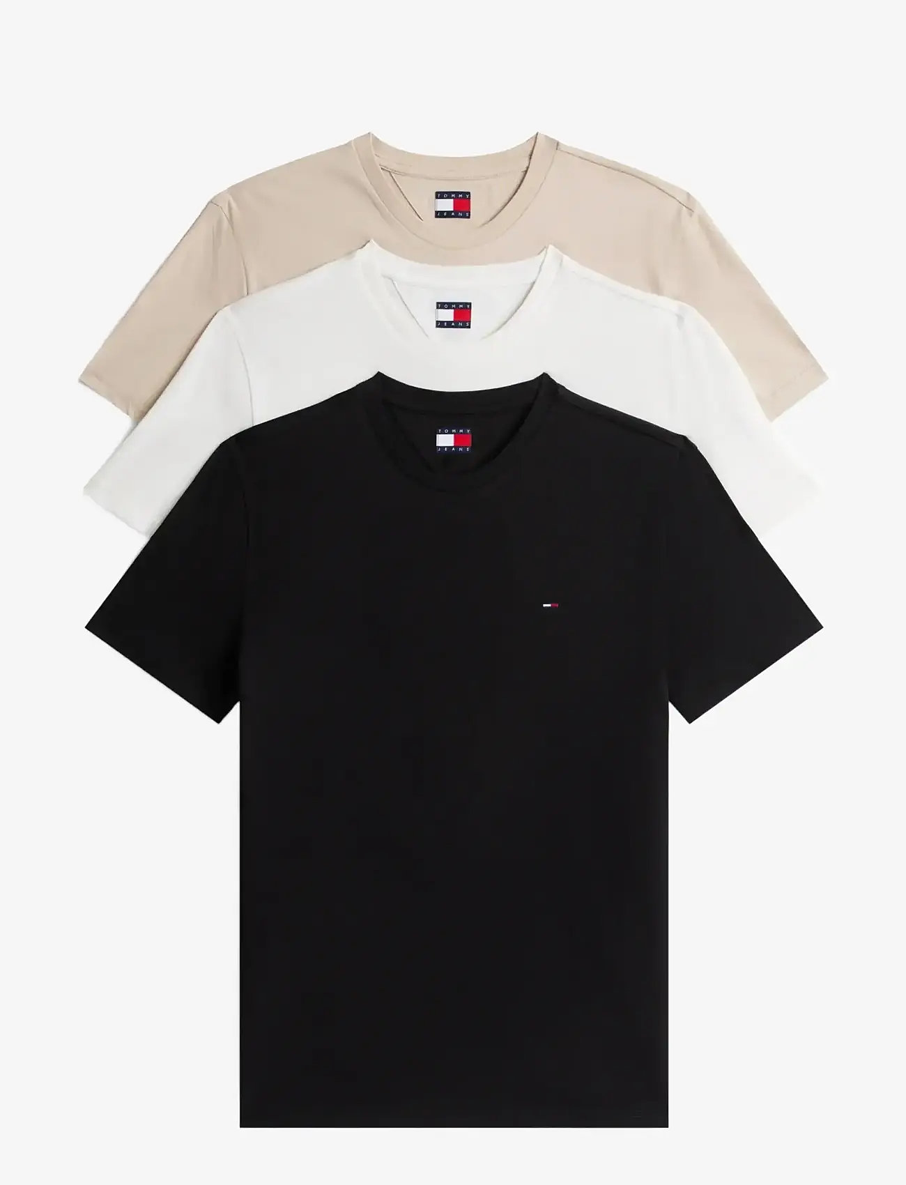 Tommy Jeans - TJM XSLIM 3PACK TEE EXT - short-sleeved t-shirts - black   gulf sand   ecru - 1