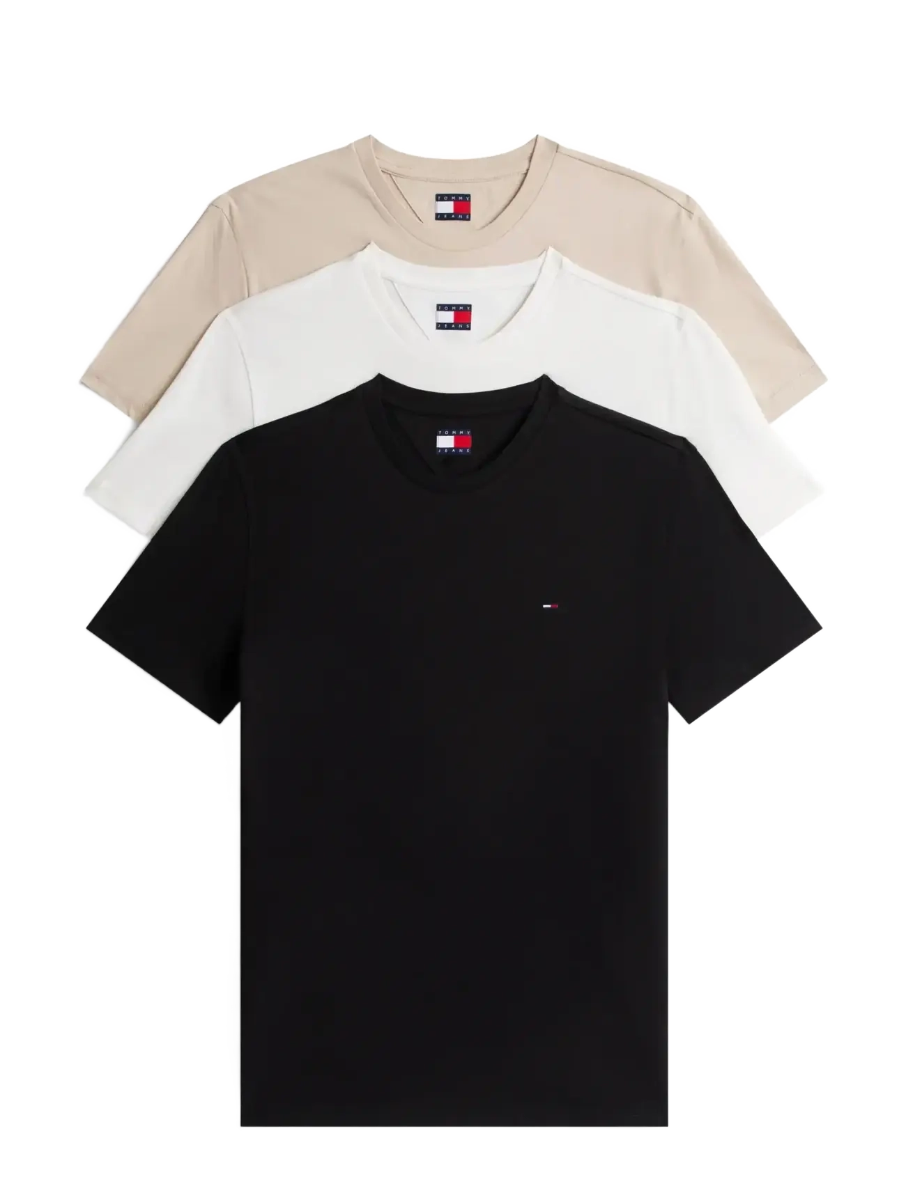 Tommy Jeans TJM XSLIM 3PACK TEE EXT - Tommy Jeans - BLACK   GULF SAND   ECRU / black