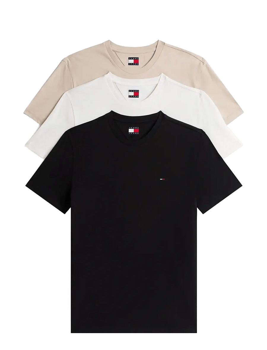 Tommy Jeans - TJM XSLIM 3PACK TEE EXT - t-särkide multipakk - black gulf sand ecru - 1