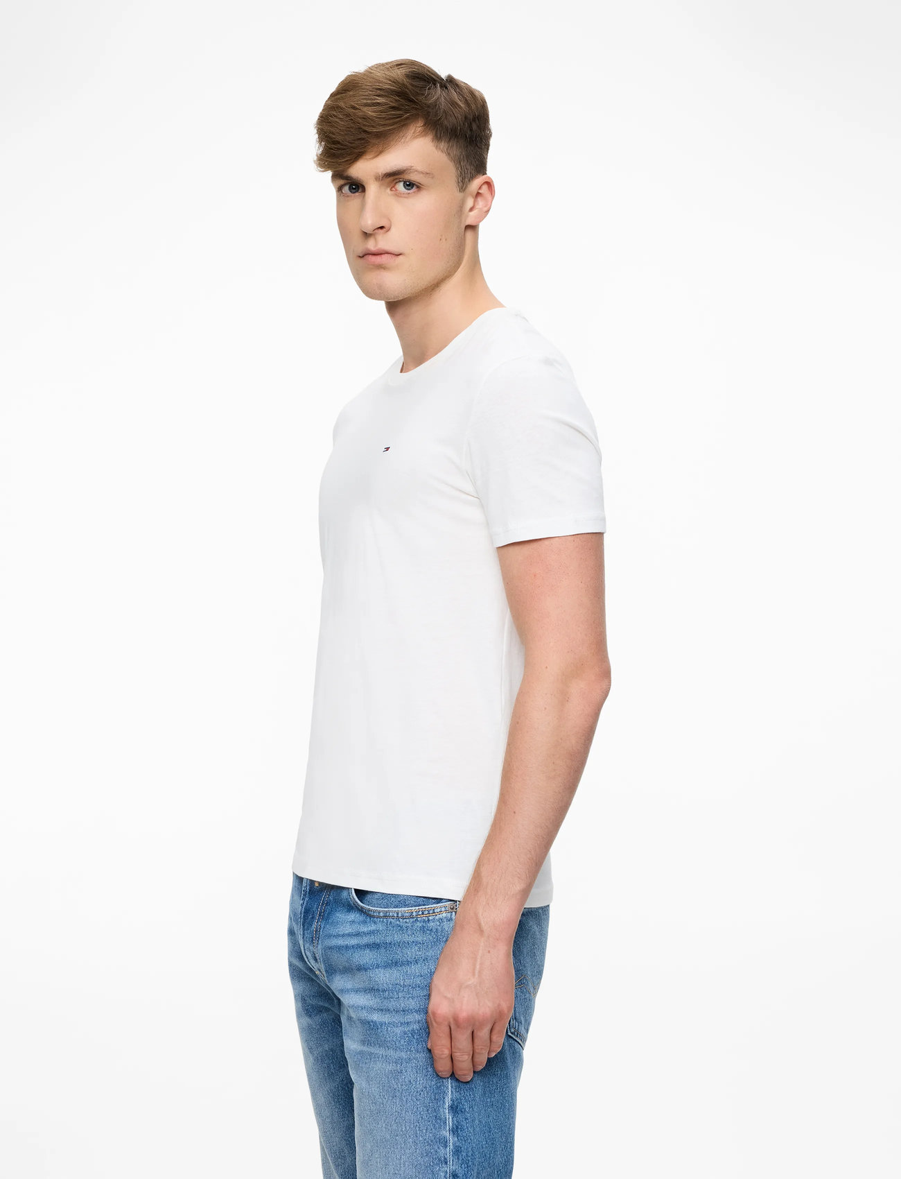 Tommy Jeans - TJM XSLIM 3 PACK TEE - kortærmede t-shirts - black / lt grey htr / ecru - 3