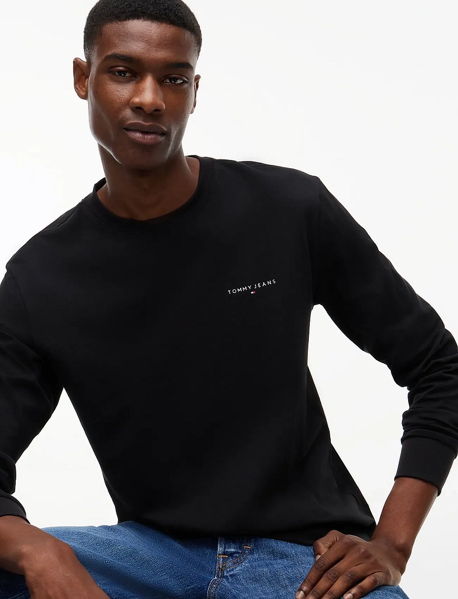 Tommy Jeans - TJM SLIM CHEST LINEAR LS TEE EXT - langärmelige t-shirts - black - 4