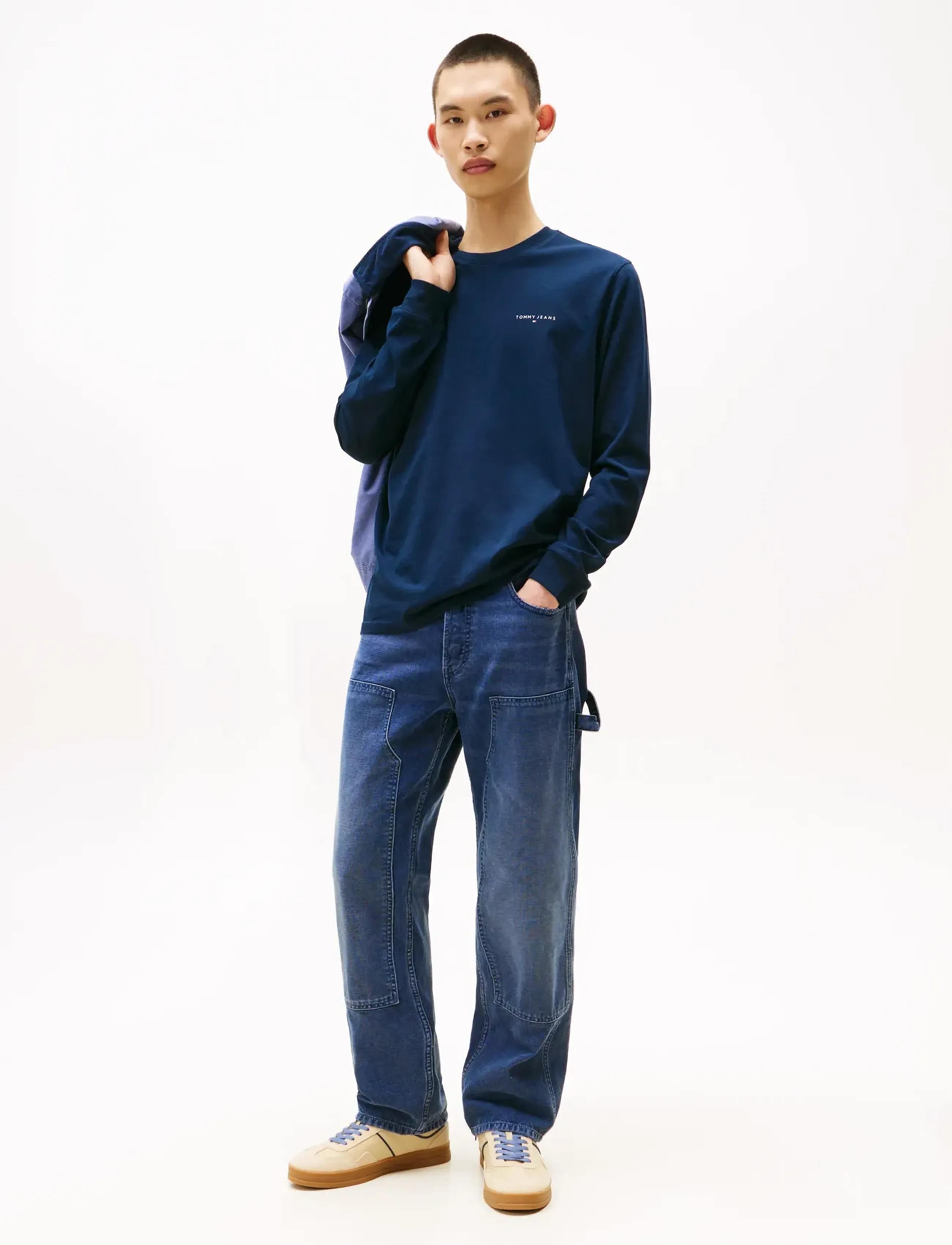 Tommy Jeans - TJM SLIM CHEST LINEAR LS TEE EXT - pikkade varrukatega t-särgid - dark blue - 2