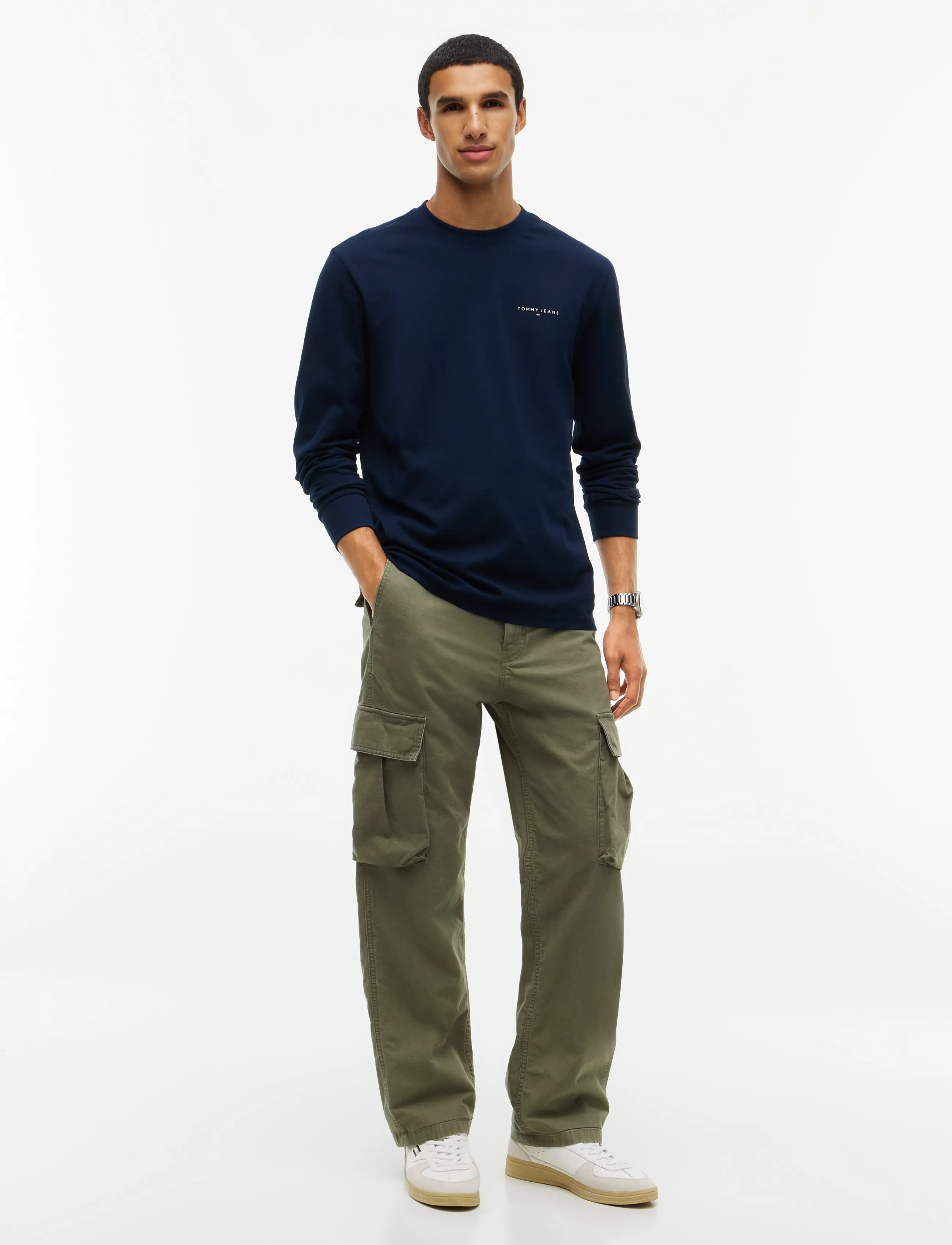 Tommy Jeans - TJM SLIM CHEST LINEAR LS TEE EXT - langärmelige t-shirts - dark blue - 4
