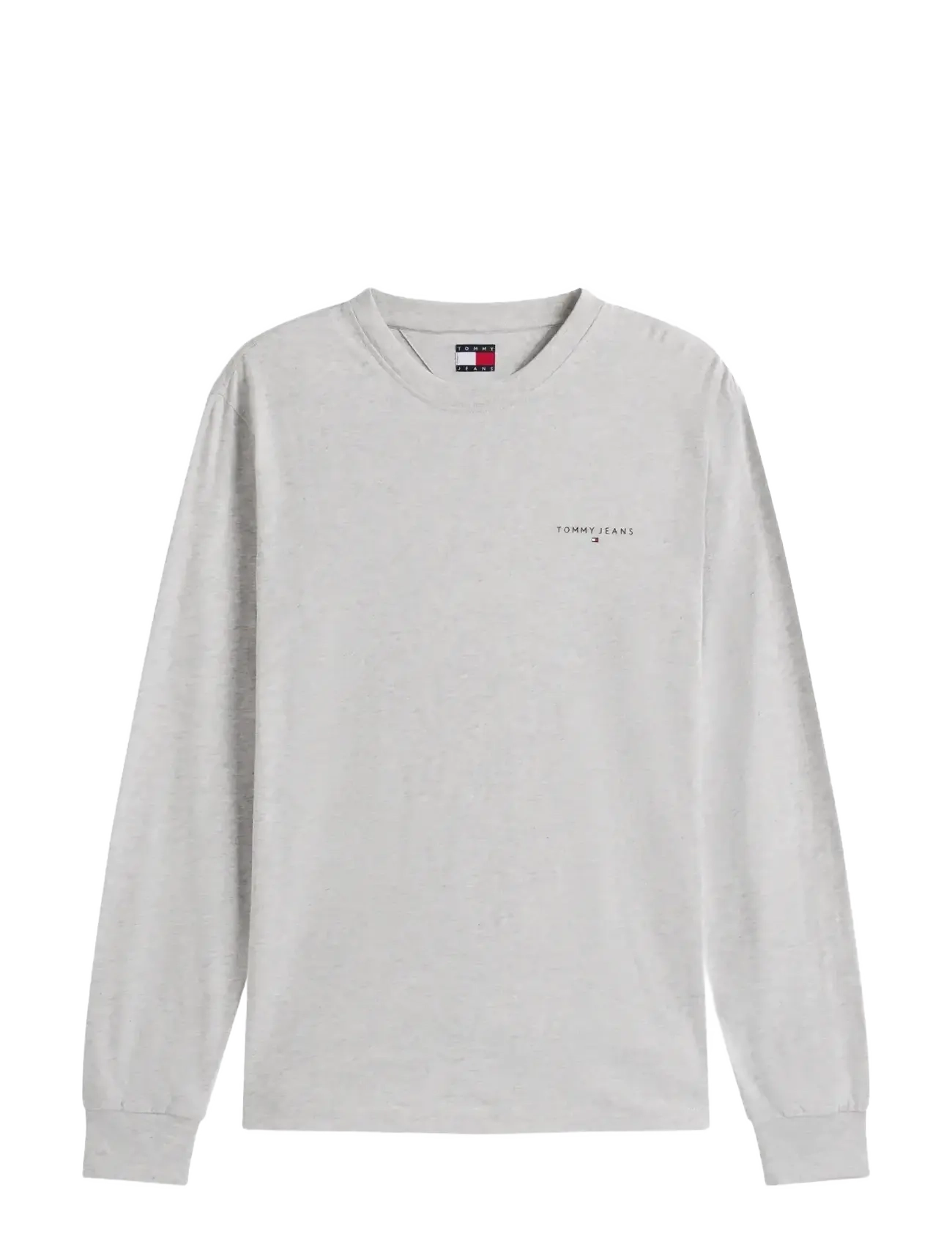 Tommy Jeans TJM SLIM CHEST LINEAR LS TEE EXT - T-Shirts - LT GREY HTR / white