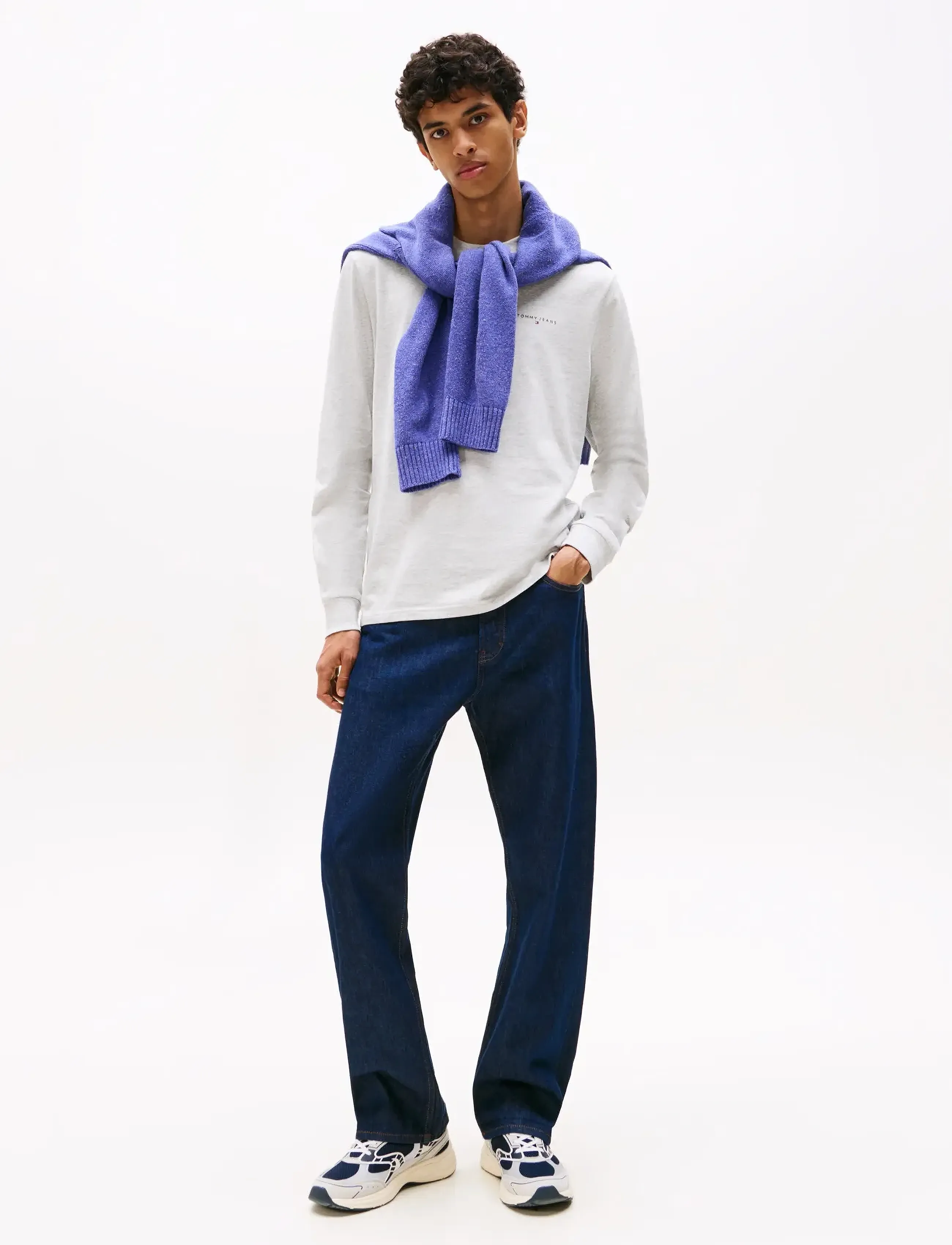Tommy Jeans - TJM SLIM CHEST LINEAR LS TEE EXT - pikkade varrukatega t-särgid - lt grey htr - 2