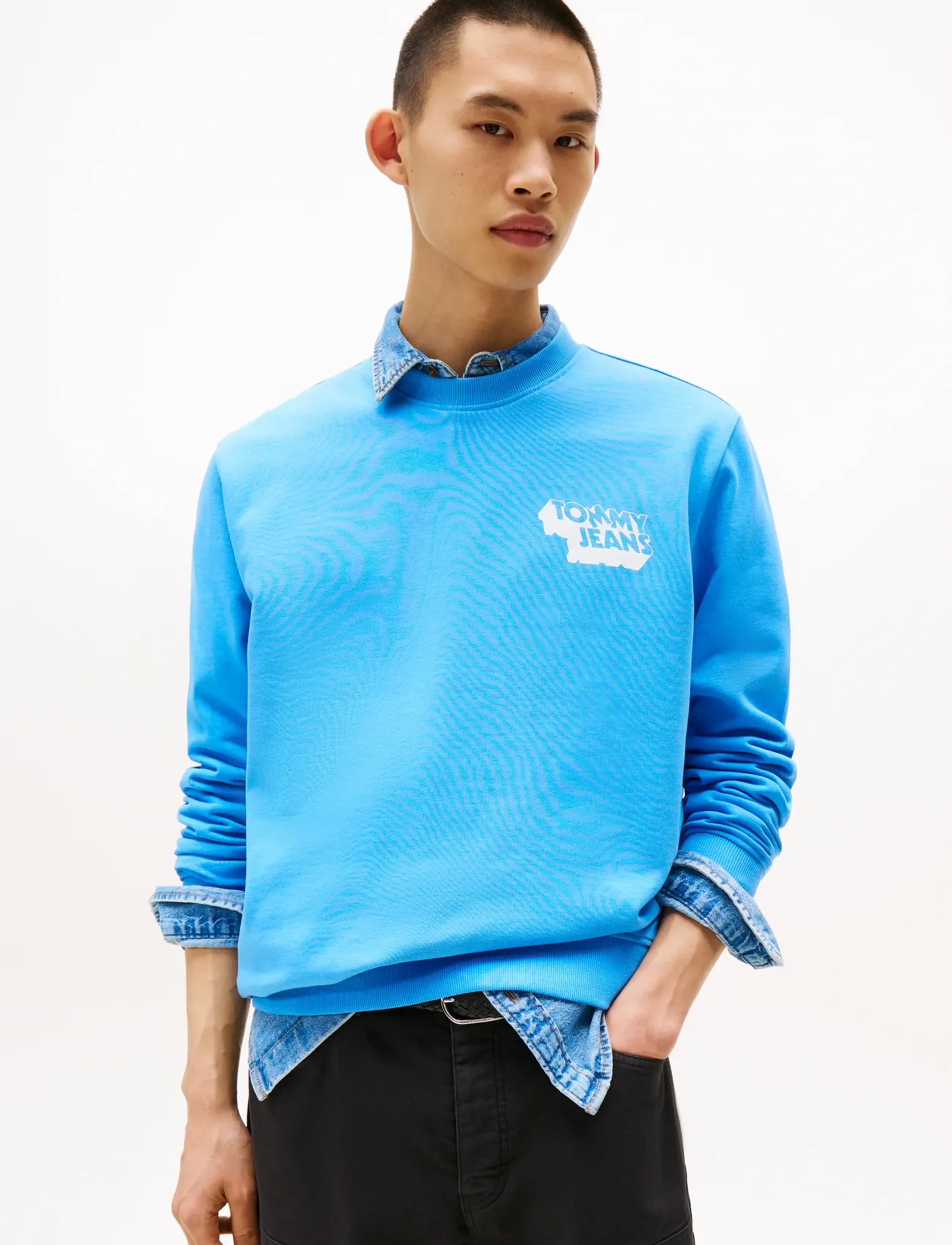Tommy Jeans Tjm Reg Stack Crew Ext, XS, Blue, Sweatshirts & Hættetrøjer > Sweatshirts, Herre