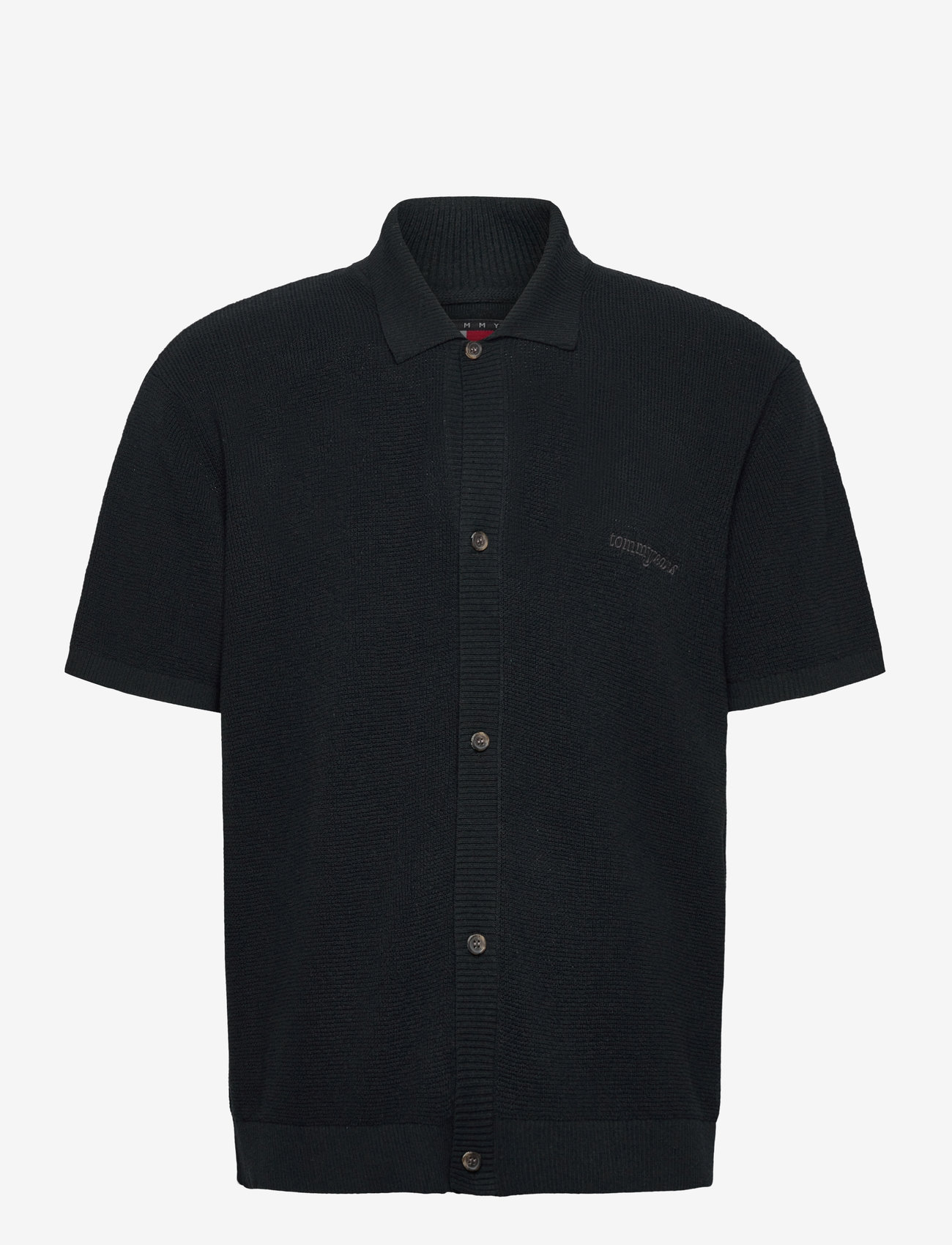 Tommy Jeans - TJM 90S SCRIPT SS SHIRT SWEATER - kurzarmhemden - black - 1