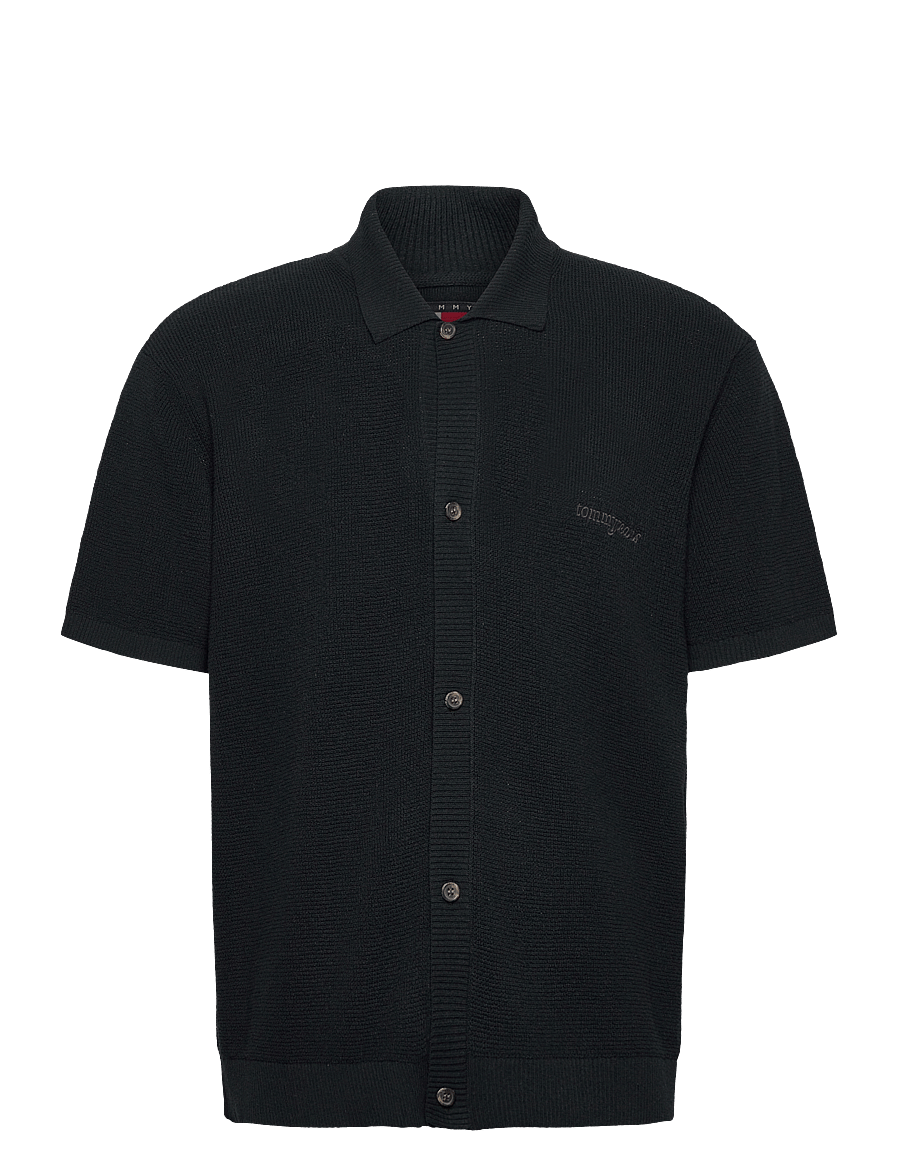 Tommy Jeans - TJM 90S SCRIPT SS SHIRT SWEATER - short-sleeved shirts - black - 1