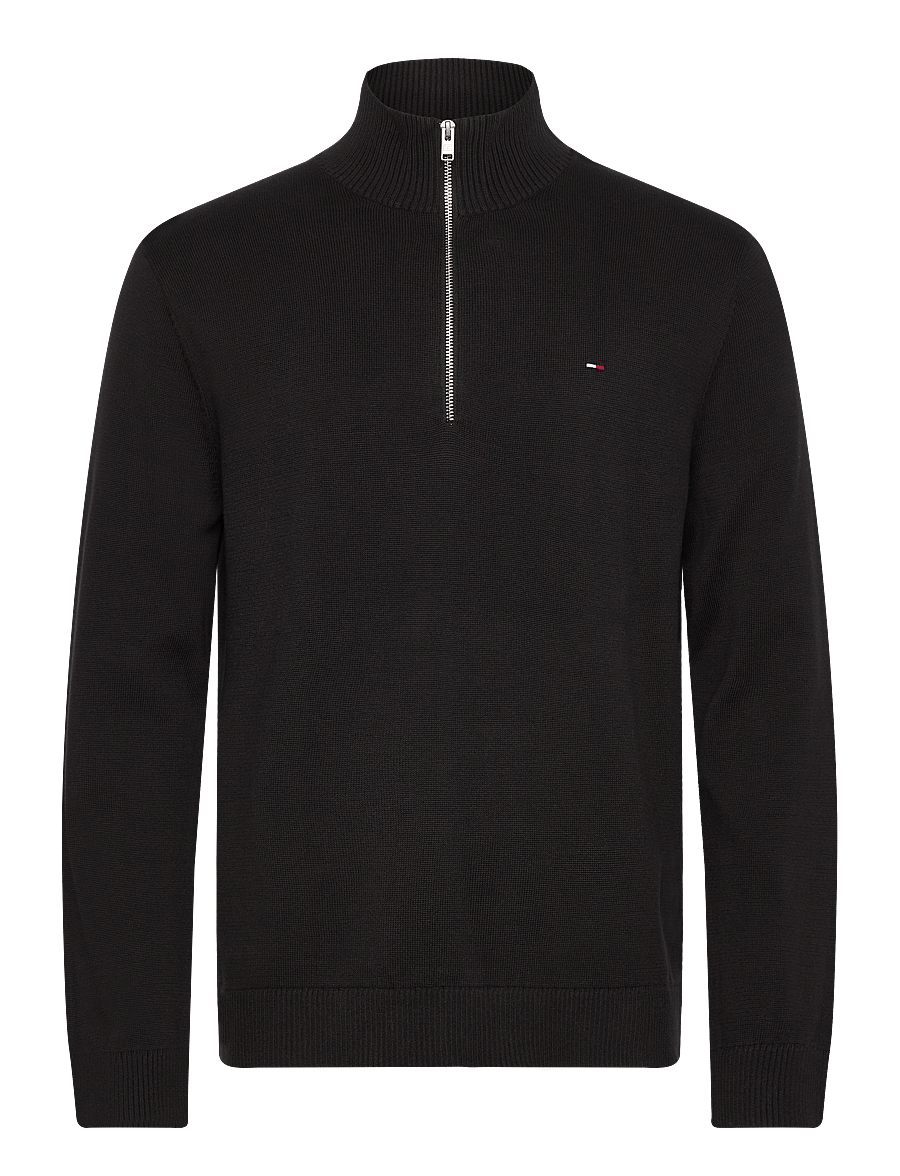 Tommy Jeans - TJM SLM ESS LIGHT ¼ ZIP SWTR EXT - poolpika lukuga džemprid - black - 1