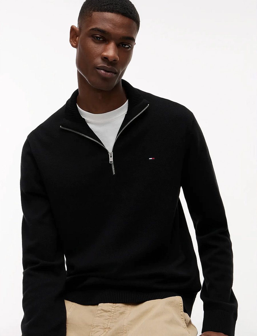 Tommy Jeans - TJM SLM ESS LIGHT ¼ ZIP SWTR EXT - poolpika lukuga džemprid - black - 4