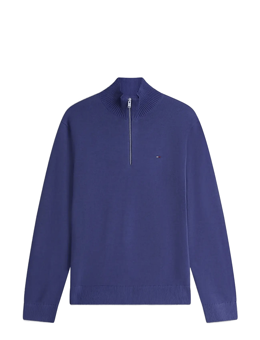 Tommy Jeans - TJM SLM ESS LIGHT ¼ ZIP SWTR EXT - poolpika lukuga džemprid - blue storm - 1