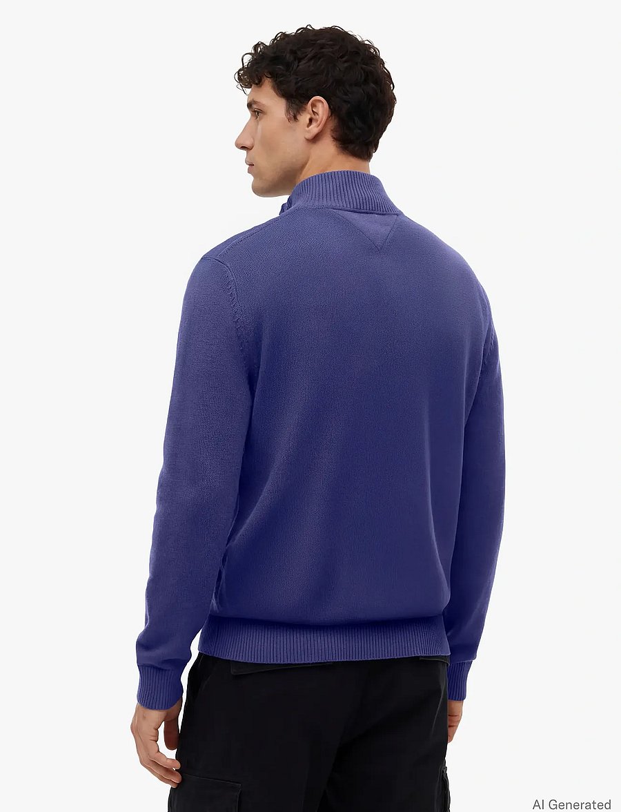 Tommy Jeans - TJM SLM ESS LIGHT ¼ ZIP SWTR EXT - poolpika lukuga džemprid - blue storm - 2