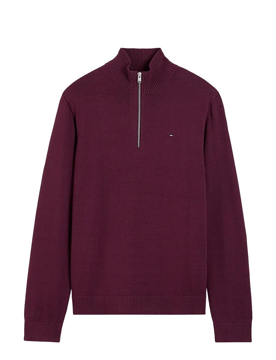 Tommy Jeans - TJM SLM ESS LIGHT ¼ ZIP SWTR EXT - poolpika lukuga džemprid - calypso berry - 1