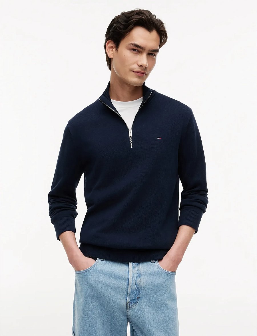 Tommy Jeans - TJM SLM ESS LIGHT ¼ ZIP SWTR EXT - pullover mit halbem reißverschluss - dark blue - 0
