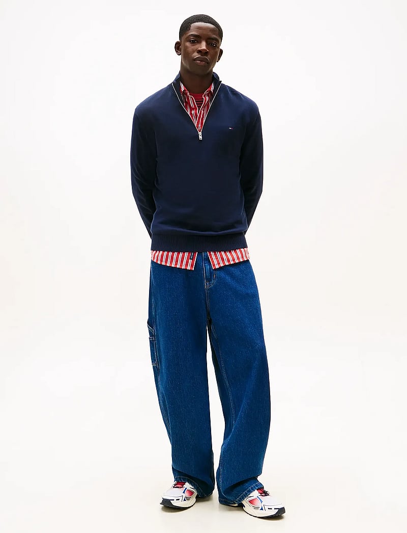 Tommy Jeans - TJM SLM ESS LIGHT ¼ ZIP SWTR EXT - halfzip strik - dark night navy - 3