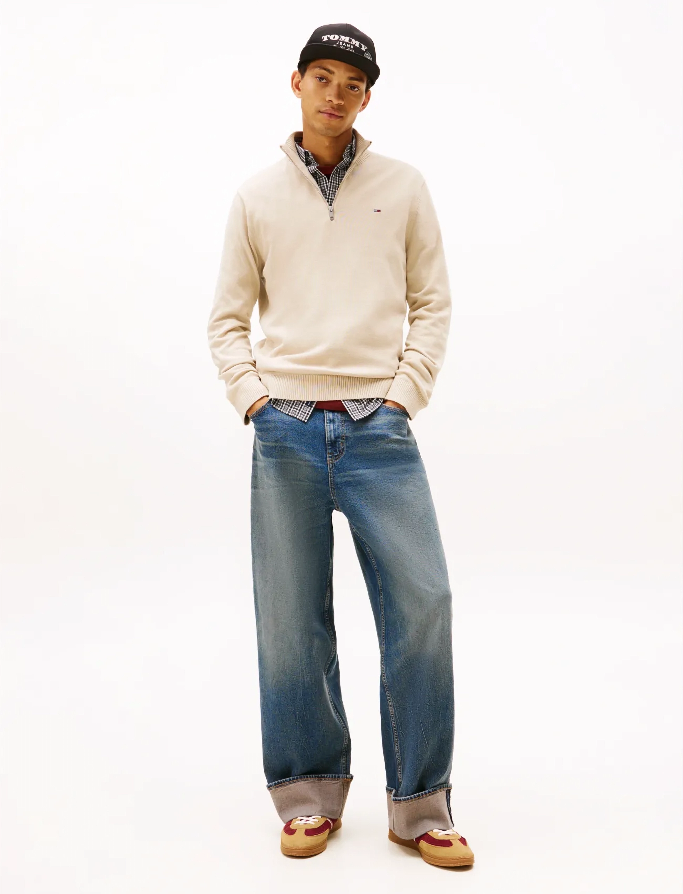 Tommy Jeans - TJM SLM ESS LIGHT ¼ ZIP SWTR EXT - halfzip strik - gulf sand - 2