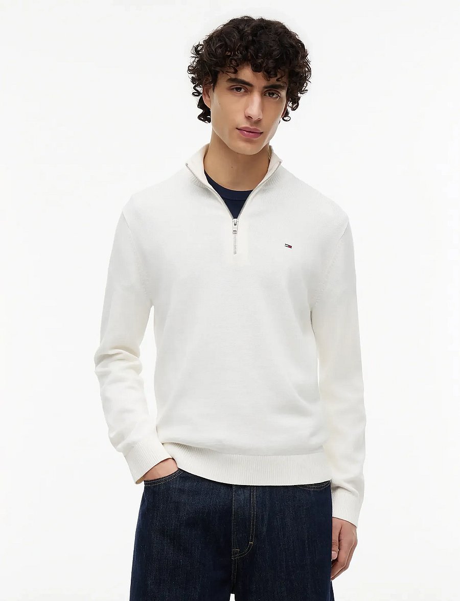Tommy Jeans - TJM SLM ESS LIGHT ¼ ZIP SWTR EXT - pullover mit halbem reißverschluss - off white - 0