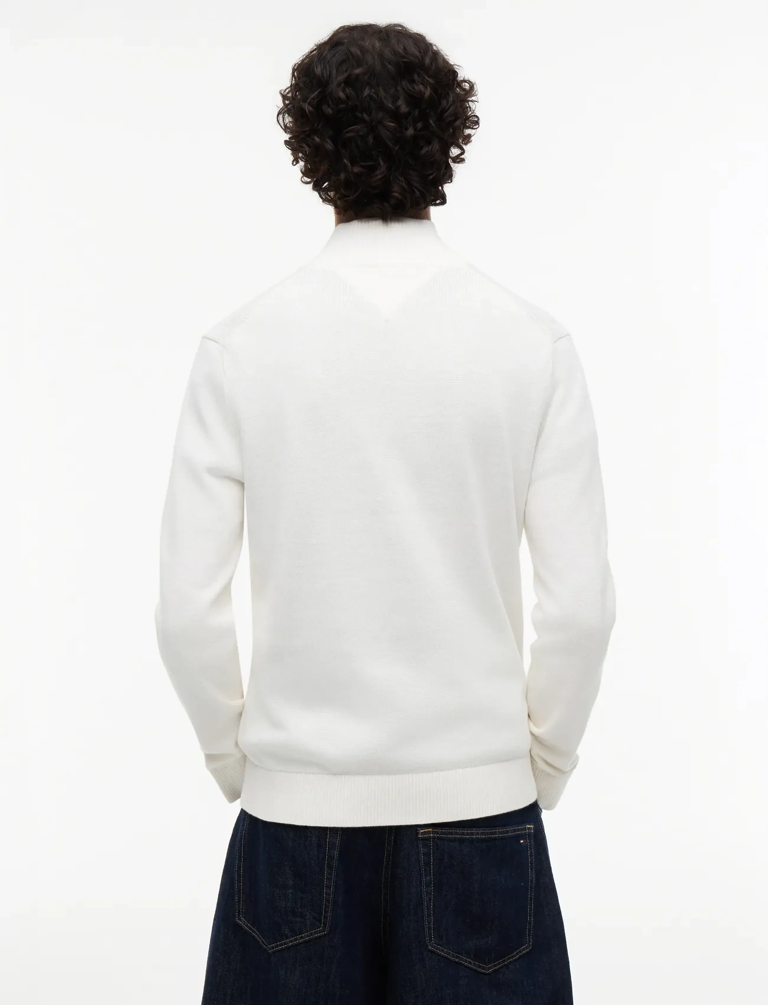 Tommy Jeans - TJM SLM ESS LIGHT ¼ ZIP SWTR EXT - half zip jumpers - off white - 2