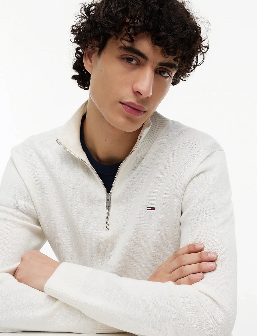 Tommy Jeans - TJM SLM ESS LIGHT ¼ ZIP SWTR EXT - pullover mit halbem reißverschluss - off white - 3