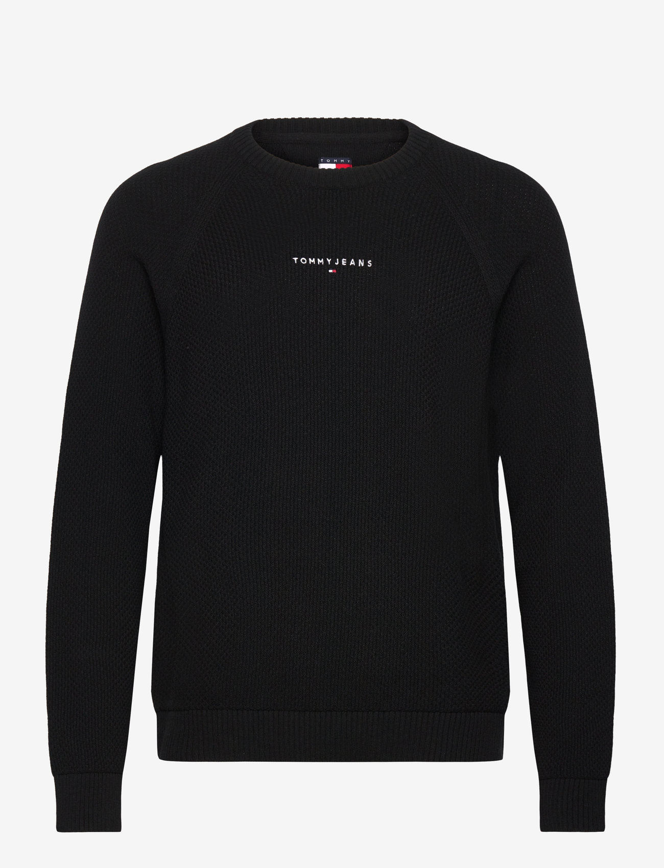 Tommy Jeans - TJM SLIM RAGLAN LINEAR SWEATER - sweatshirts - black - 1