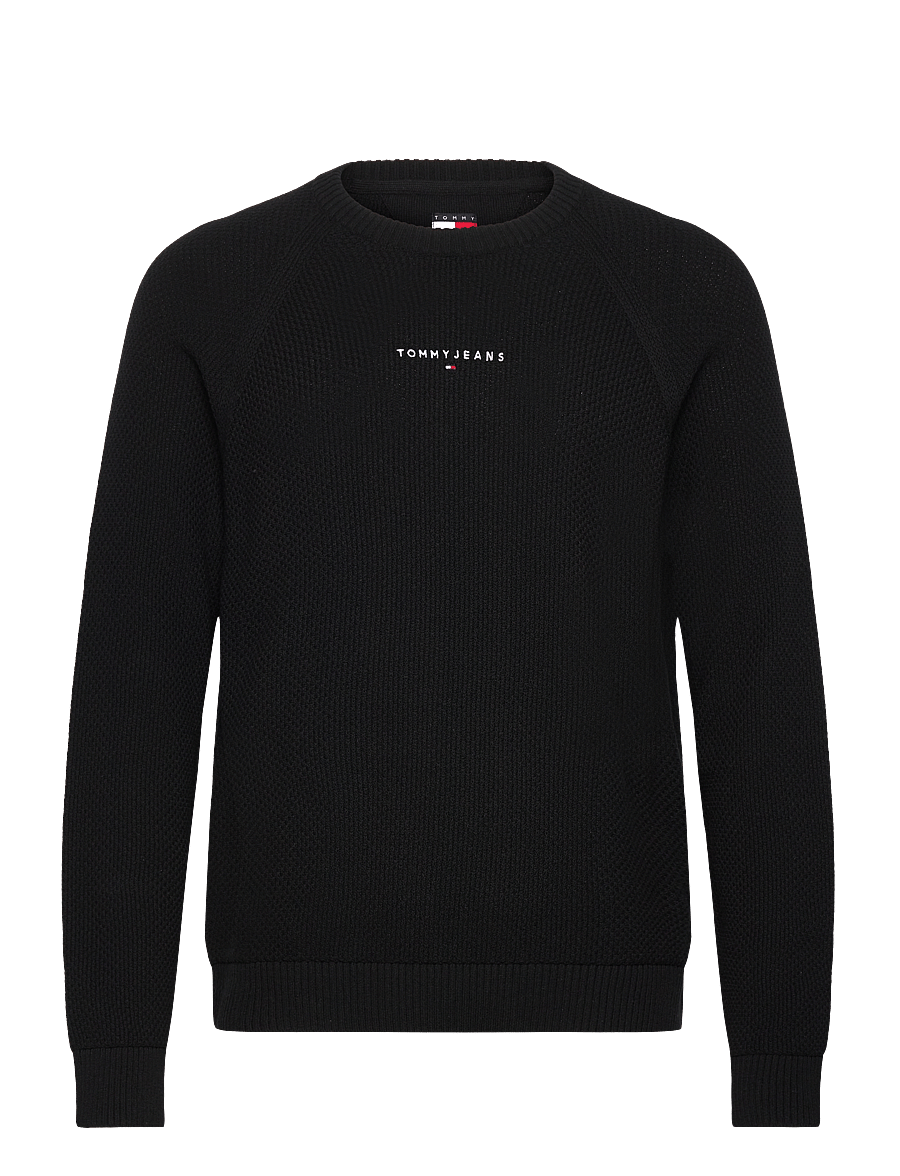 Tommy Jeans - TJM SLIM RAGLAN LINEAR SWEATER - pirkt pēc stila - black - 1