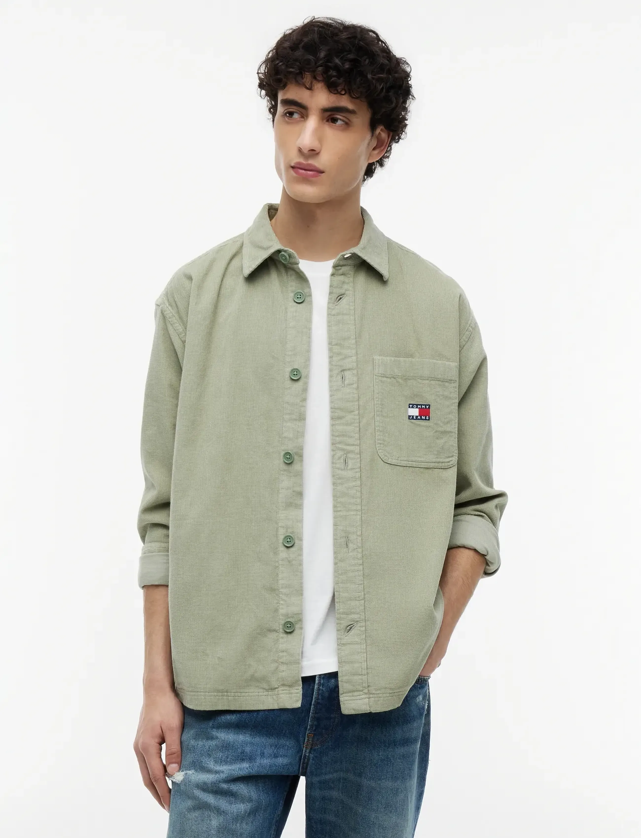 Tommy Jeans TJM BRICK CORD OVERSHIRT EXT - Overshirts - SPRING OLIVE / khaki/green
