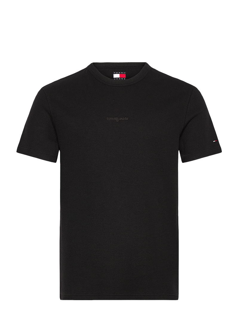 Tommy Jeans - TJM SLIM WAFFLE SCRIPT TEE - kurzärmelig - black - 1