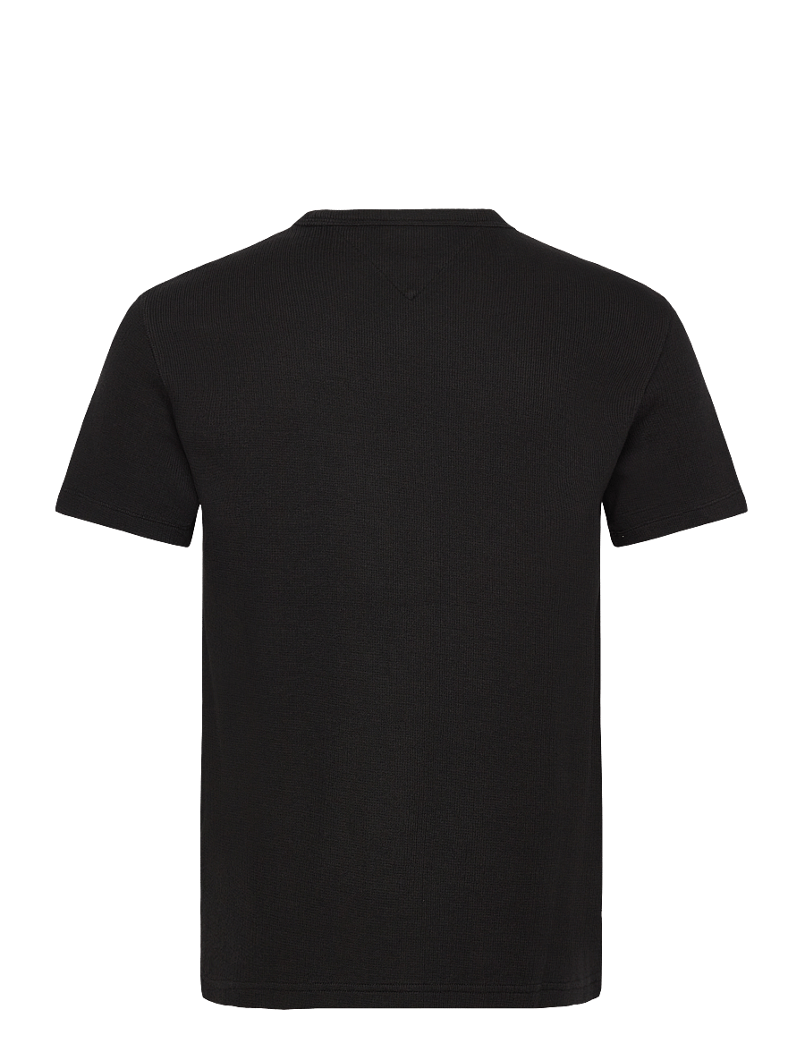 Tommy Jeans - TJM SLIM WAFFLE SCRIPT TEE - kurzärmelige t-shirts - black - 2