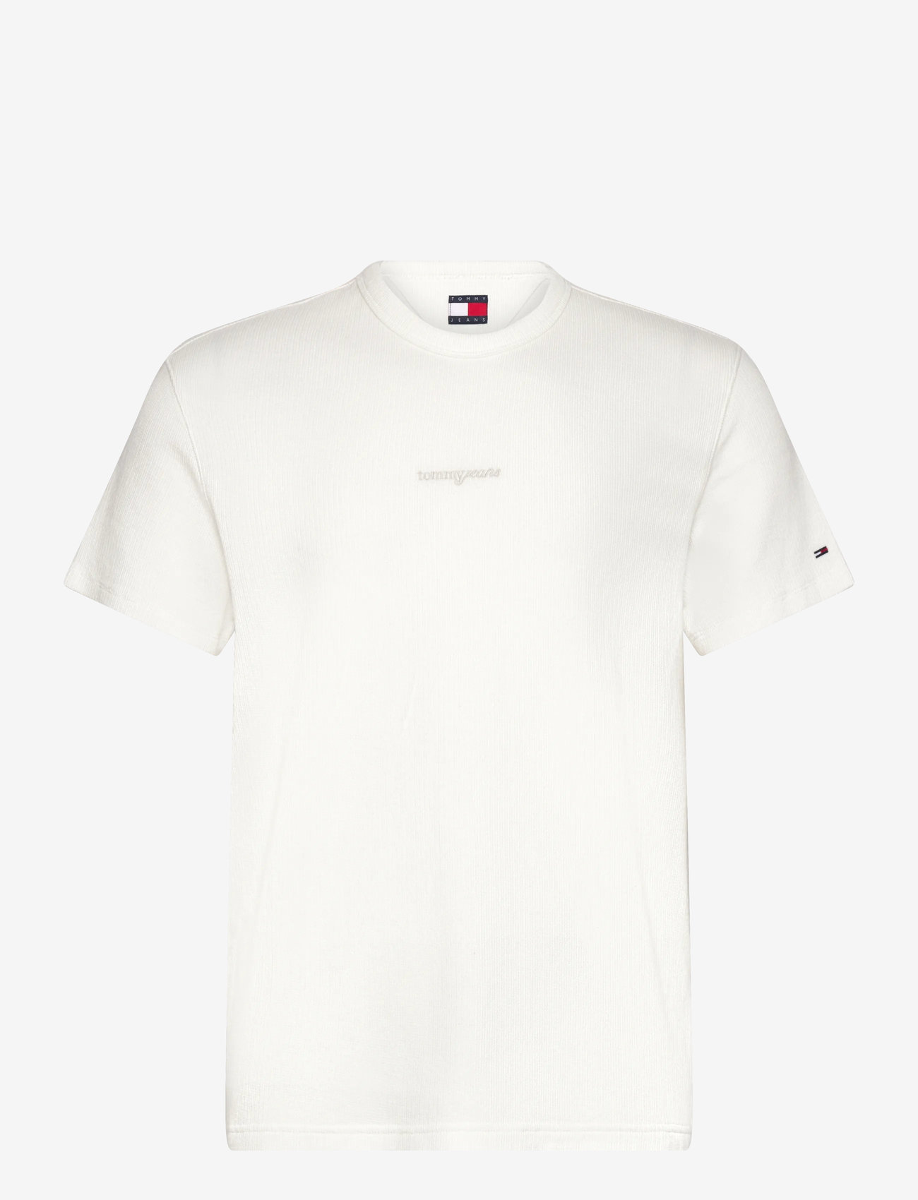 Tommy Jeans - TJM SLIM WAFFLE SCRIPT TEE - kortärmade t-shirts - ecru - 1