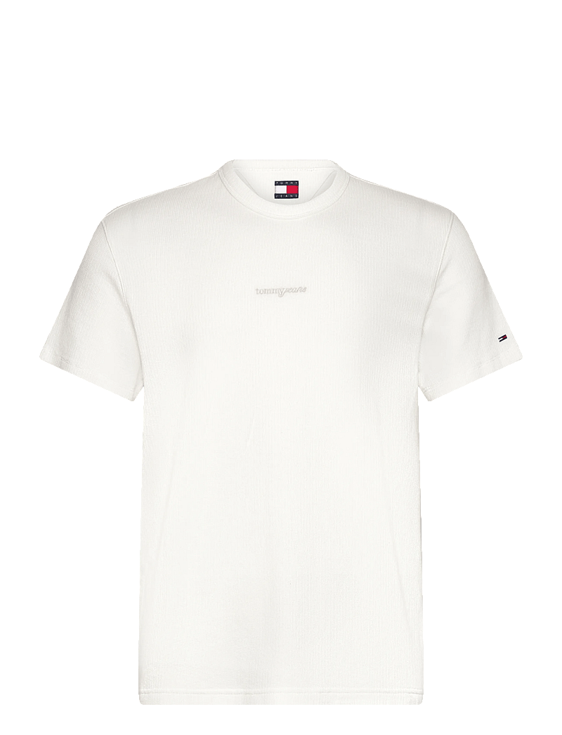 Tommy Jeans - TJM SLIM WAFFLE SCRIPT TEE - kortärmade t-shirts - ecru - 1