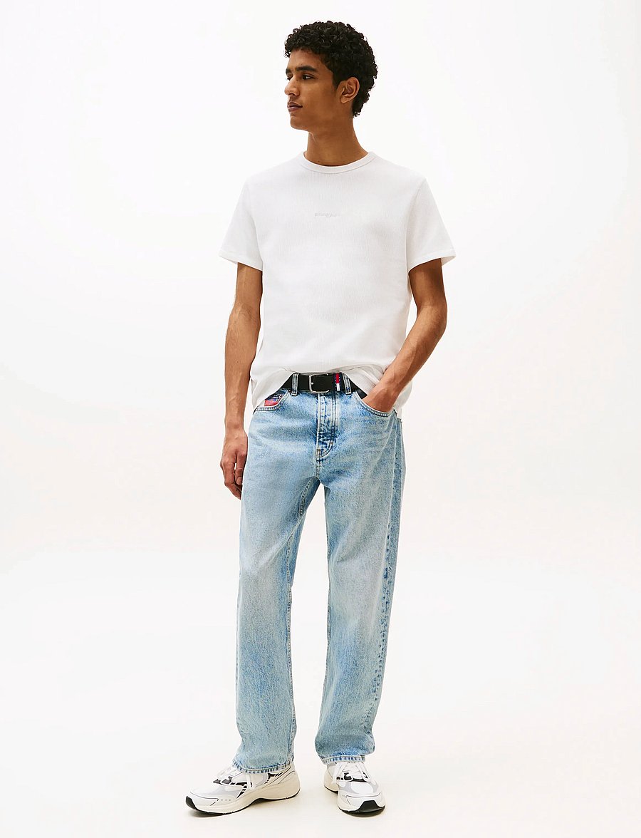 Tommy Jeans - TJM SLIM WAFFLE SCRIPT TEE - kurzärmelig - ecru - 3
