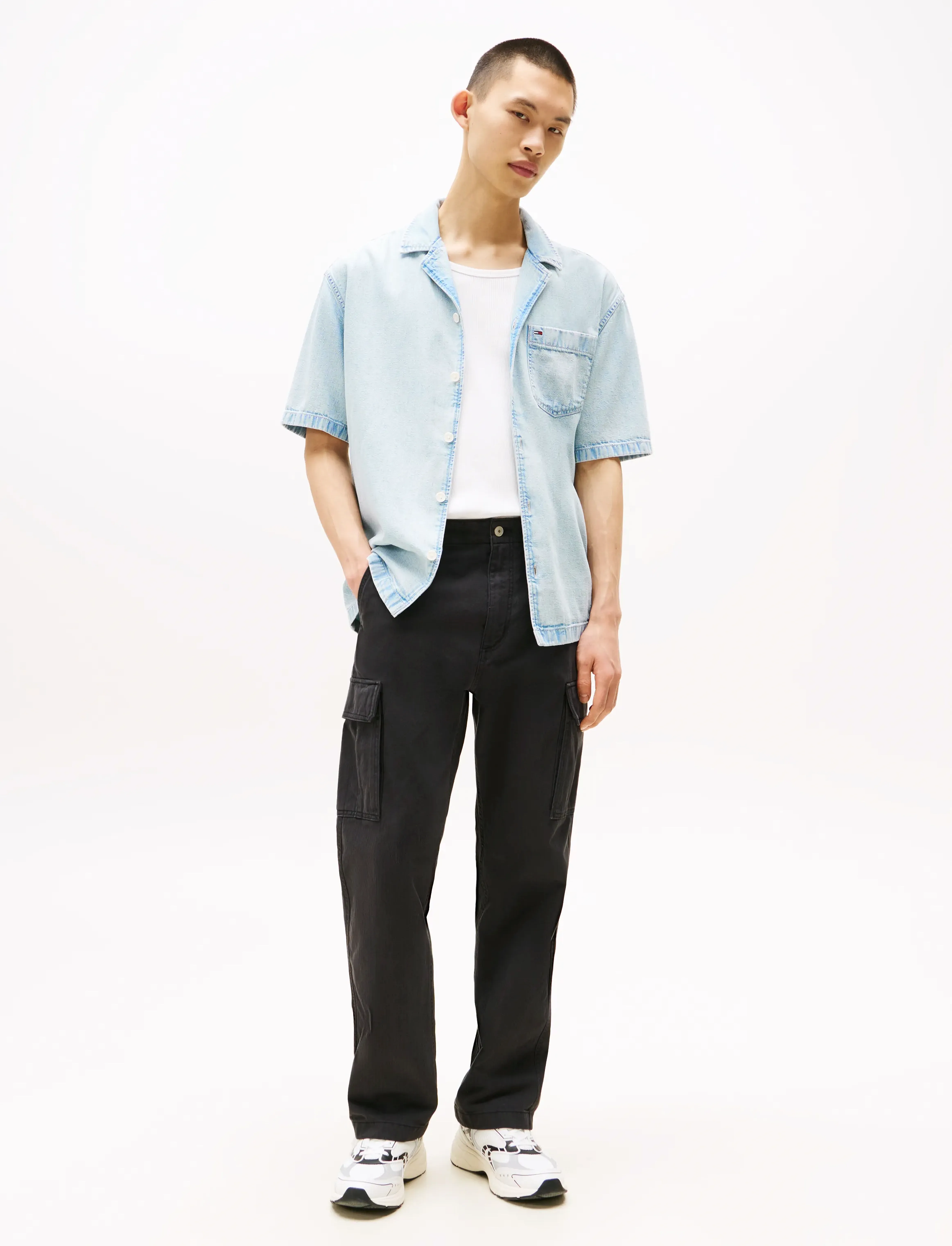 Tommy Jeans - TJM OTIS HERRINGBONE CARGO PANTS - cargohose - black - 4