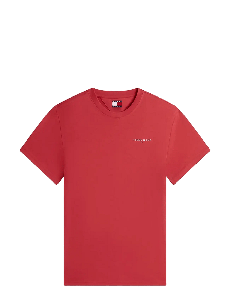 Tommy Jeans - TJM SLIM LINEAR CHEST TEE EXT - short-sleeved t-shirts - anthem red - 1