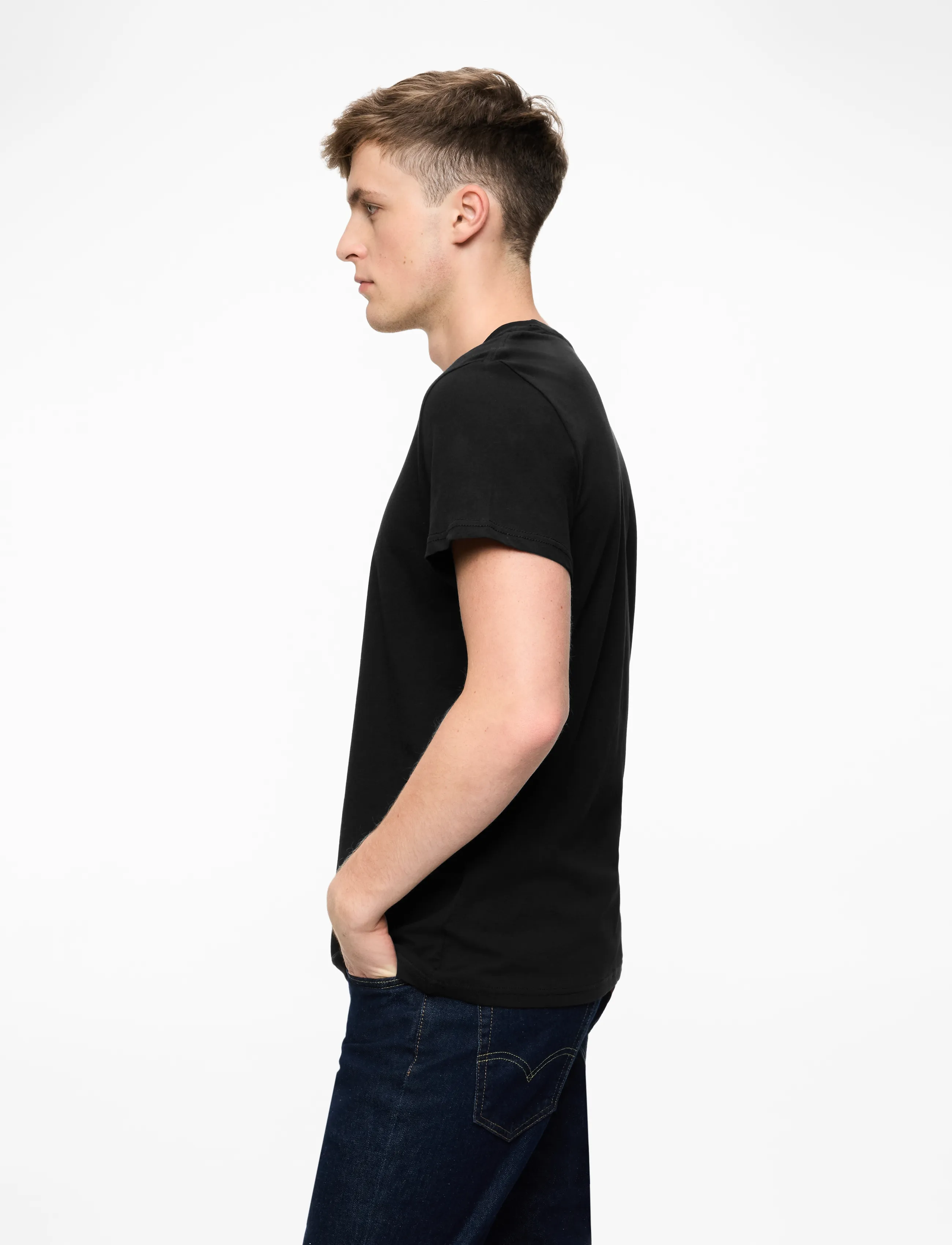 Tommy Jeans - TJM SLIM LINEAR CHEST TEE EXT - kortærmede t-shirts - black - 3