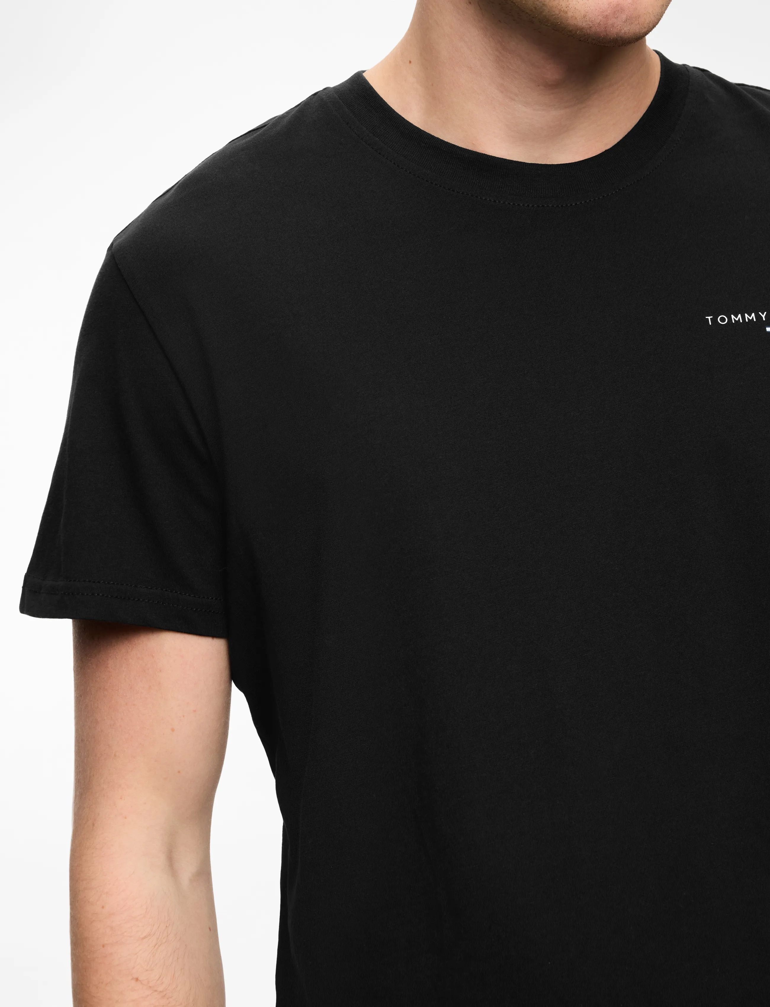 Tommy Jeans - TJM SLIM LINEAR CHEST TEE EXT - kortærmede t-shirts - black - 5