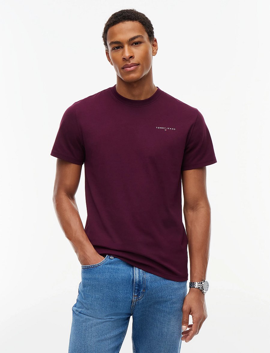 Tommy Jeans - TJM SLIM LINEAR CHEST TEE EXT - lühikeste varrukatega t-särgid - calypso berry - 0