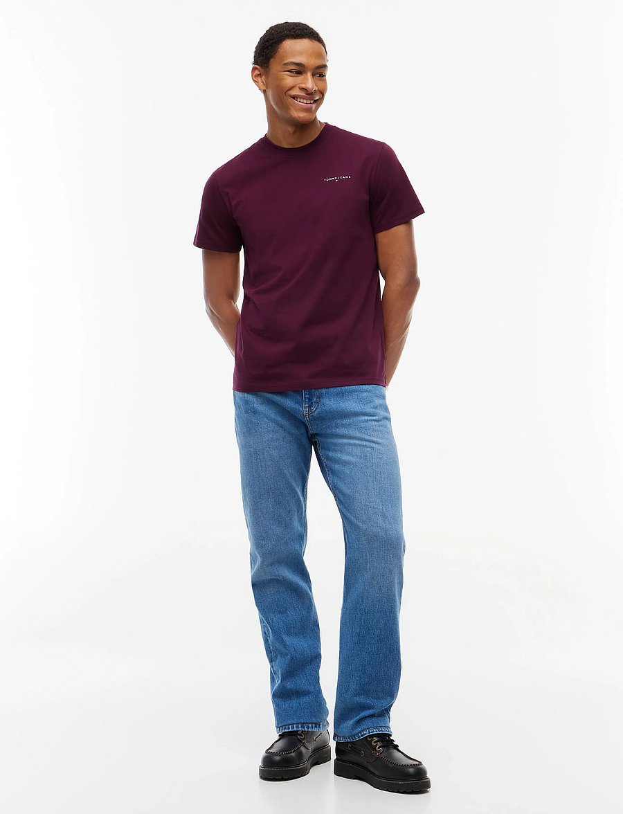 Tommy Jeans - TJM SLIM LINEAR CHEST TEE EXT - lühikeste varrukatega t-särgid - calypso berry - 4