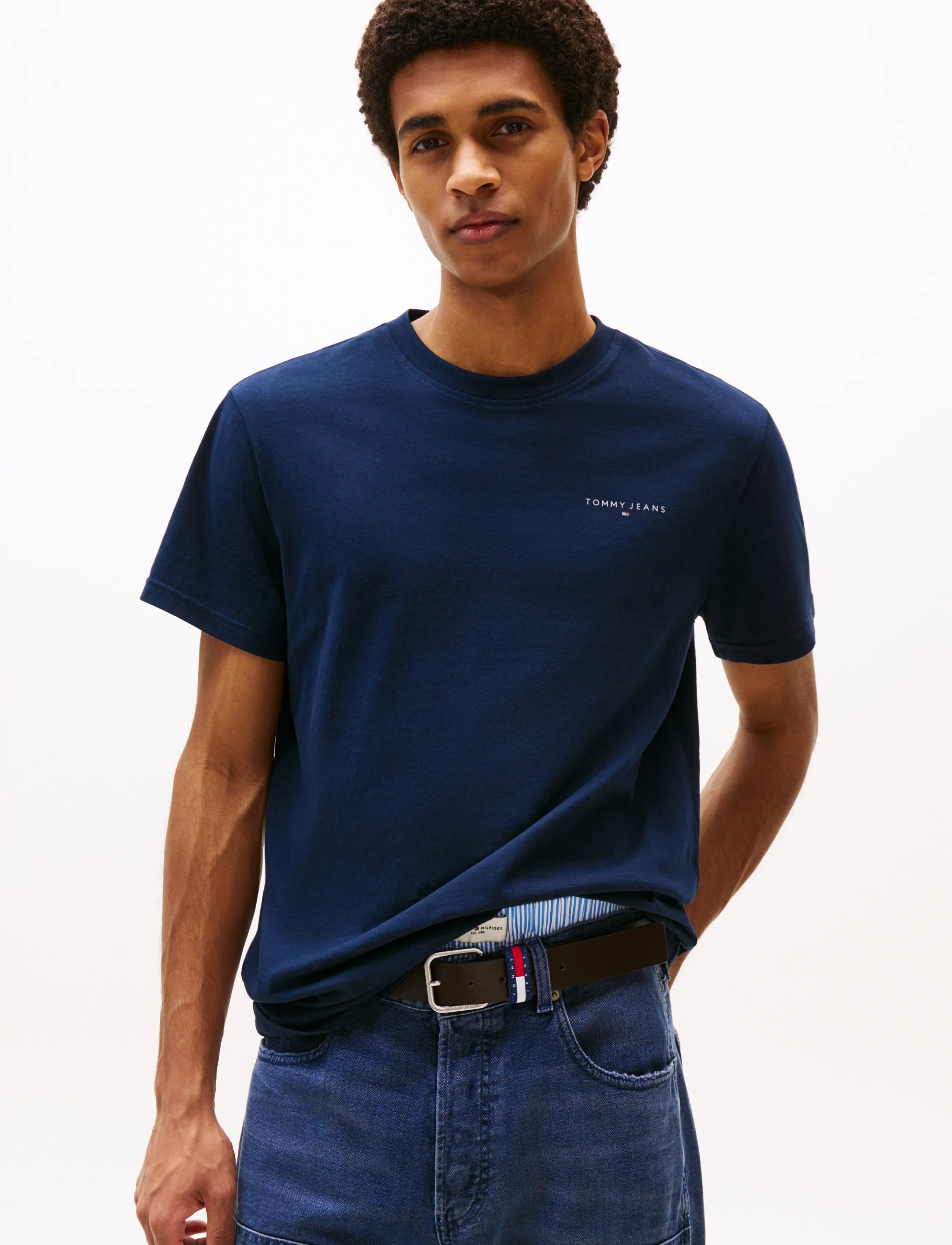 Tommy Jeans TJM SLIM LINEAR CHEST TEE EXT - Tommy Hilfiger - DARK BLUE / navy
