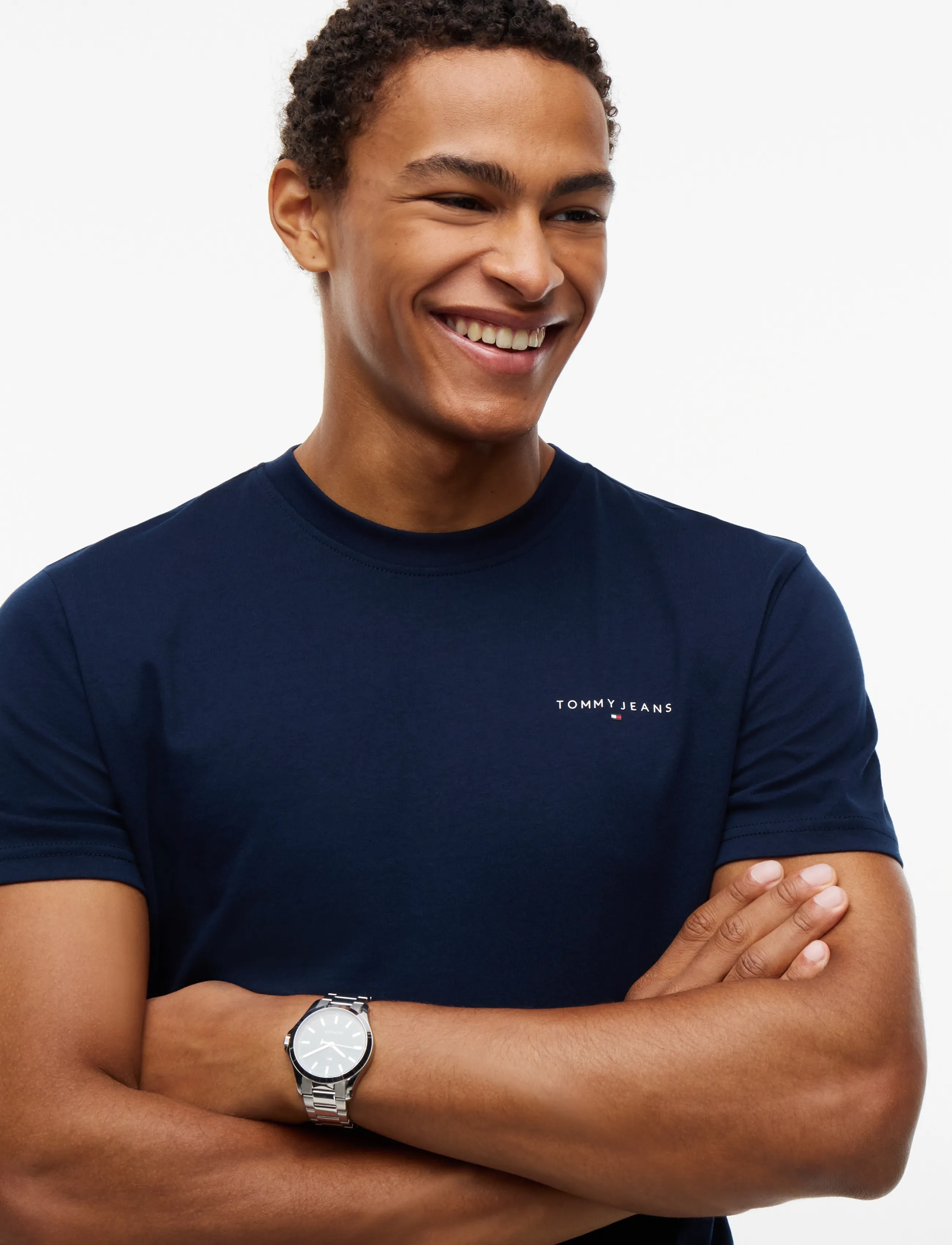 Tommy Jeans - TJM SLIM LINEAR CHEST TEE EXT - lühikeste varrukatega t-särgid - dark blue - 3