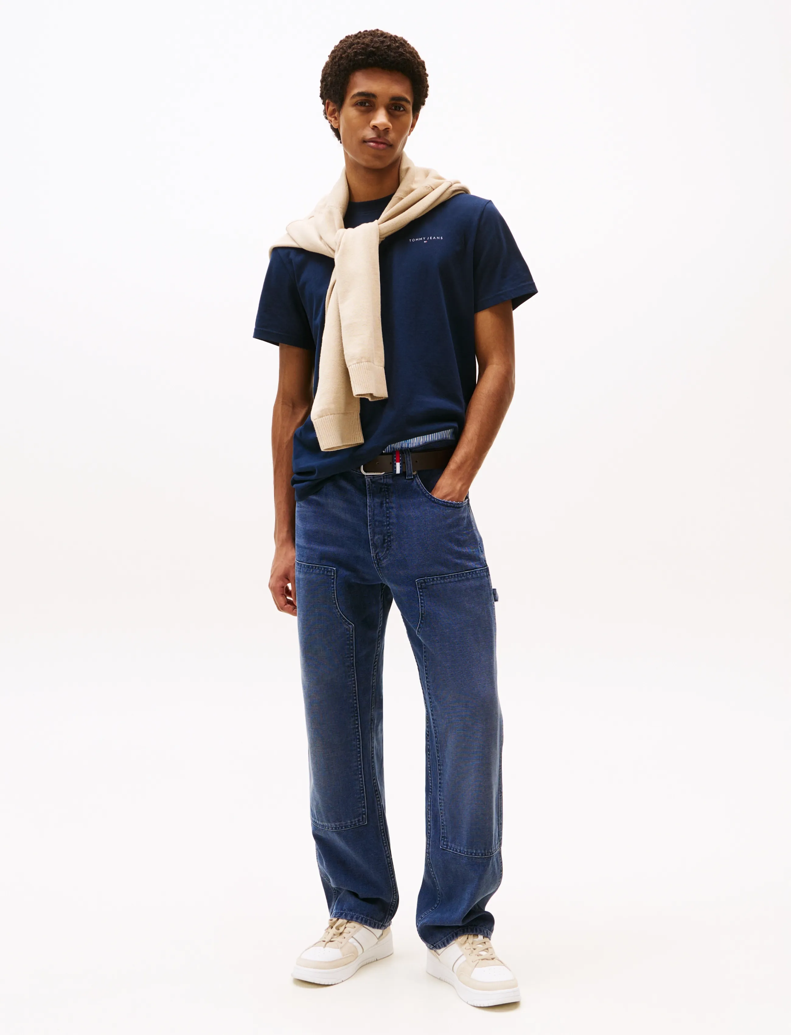 Tommy Jeans - TJM SLIM LINEAR CHEST TEE EXT - kortærmede t-shirts - dark blue - 3