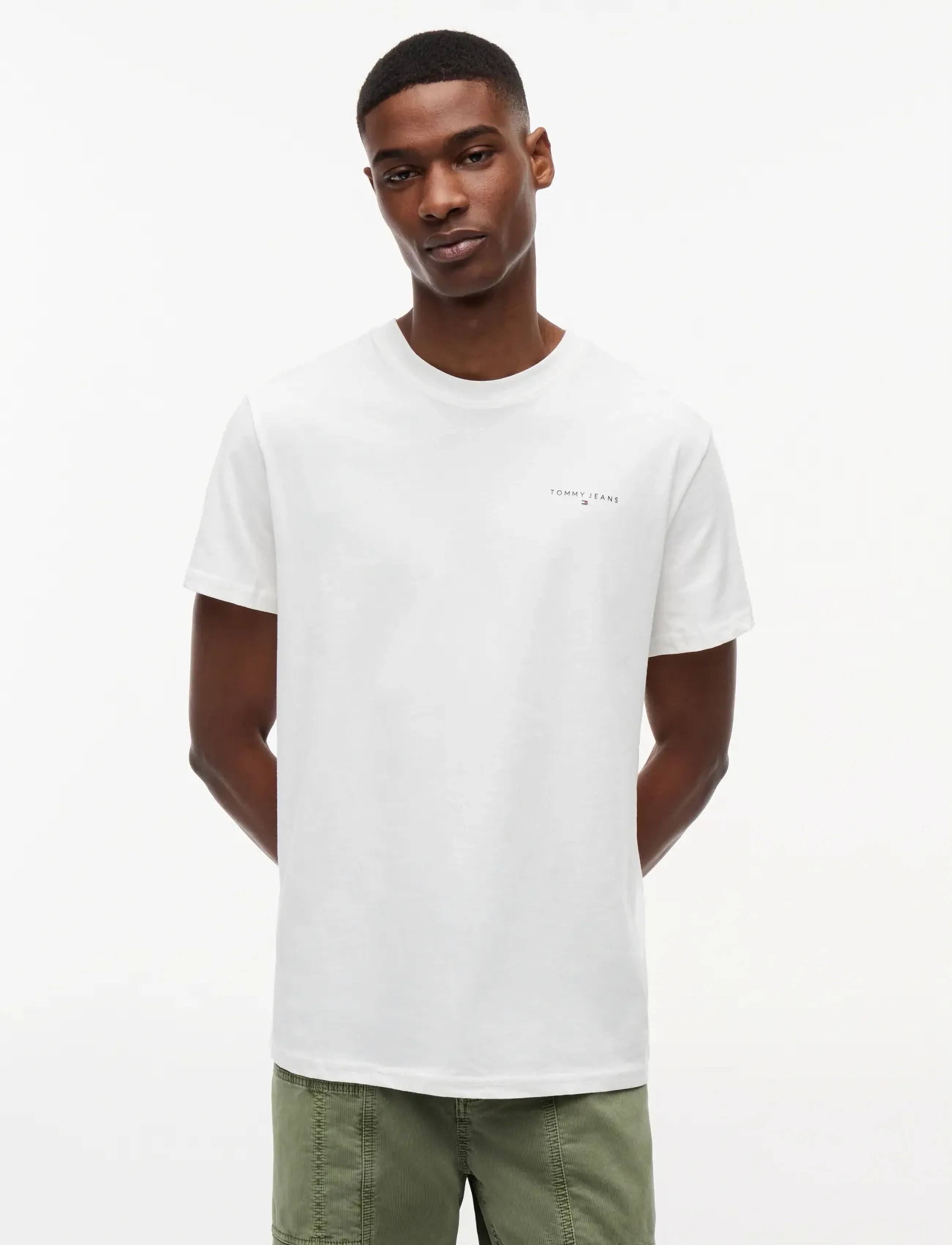 Tommy Jeans TJM SLIM LINEAR CHEST TEE EXT - Last chance - ECRU / white
