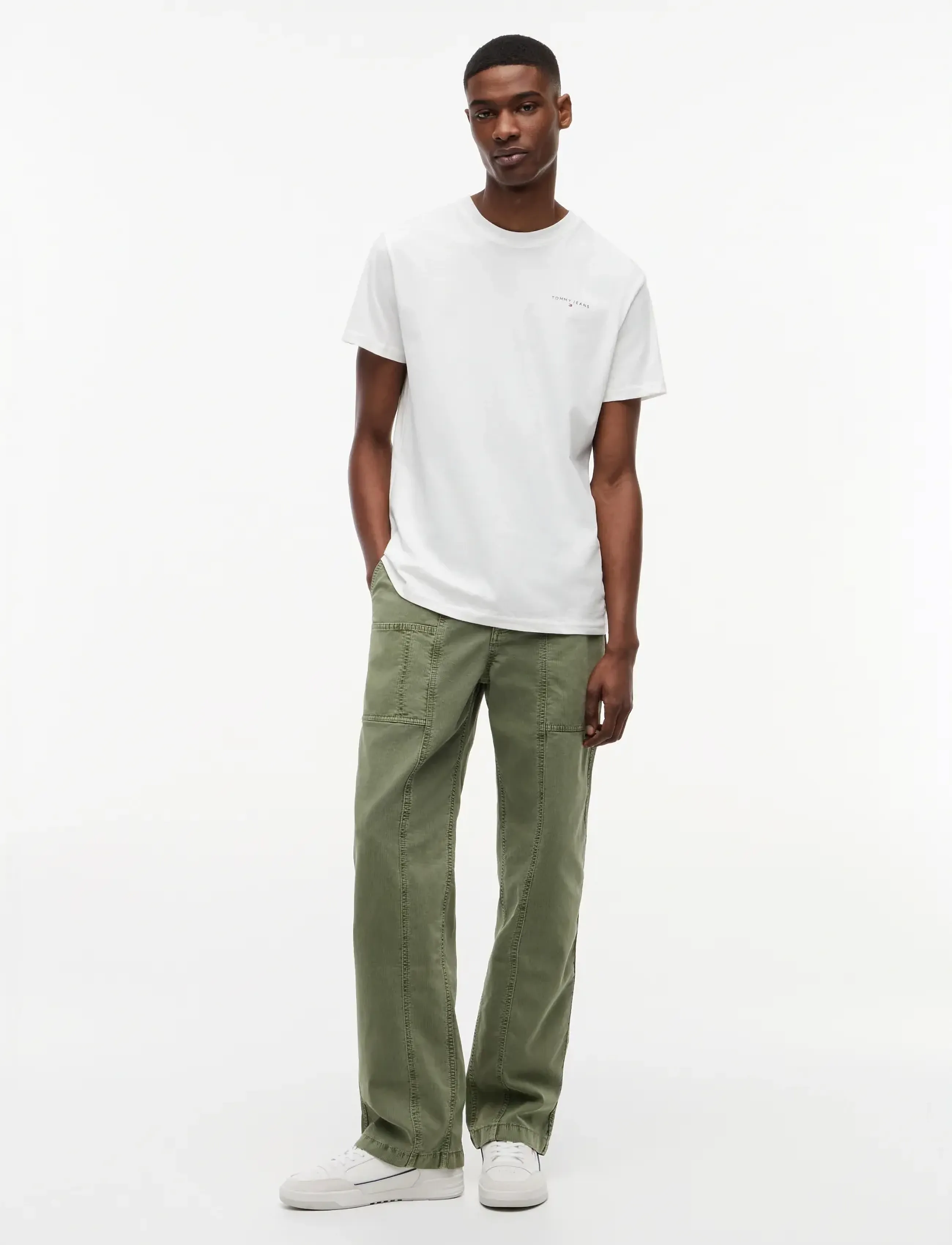 Tommy Jeans - TJM SLIM LINEAR CHEST TEE EXT - lühikeste varrukatega t-särgid - ecru - 5
