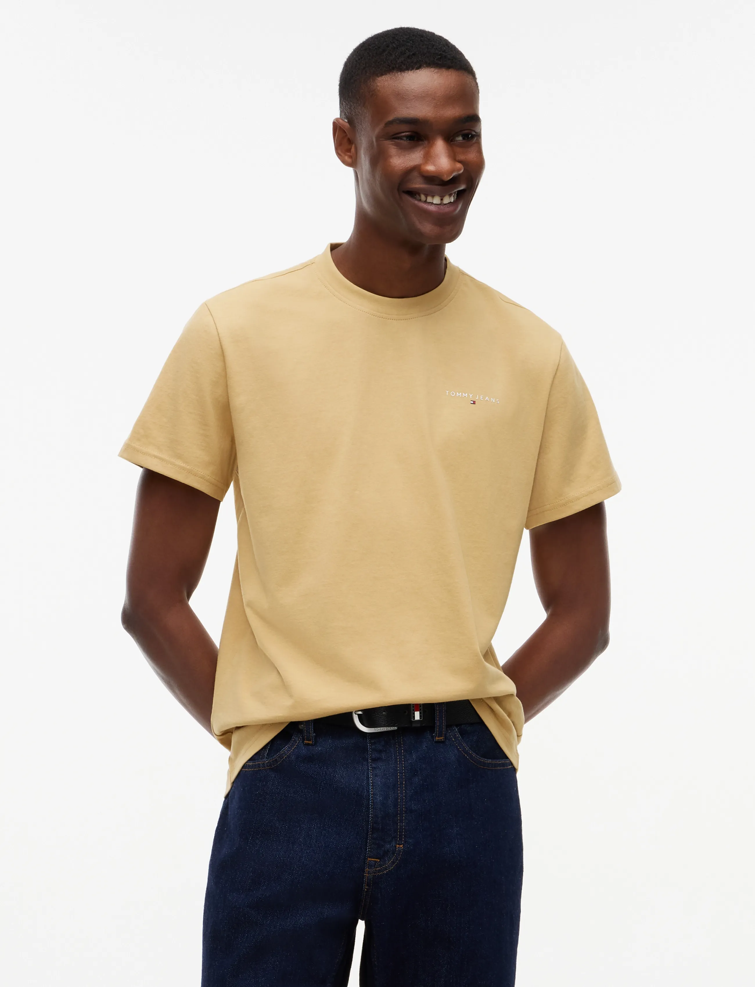 Tommy Jeans TJM SLIM LINEAR CHEST TEE EXT - Tommy Jeans - SANDY BEIGE / beige