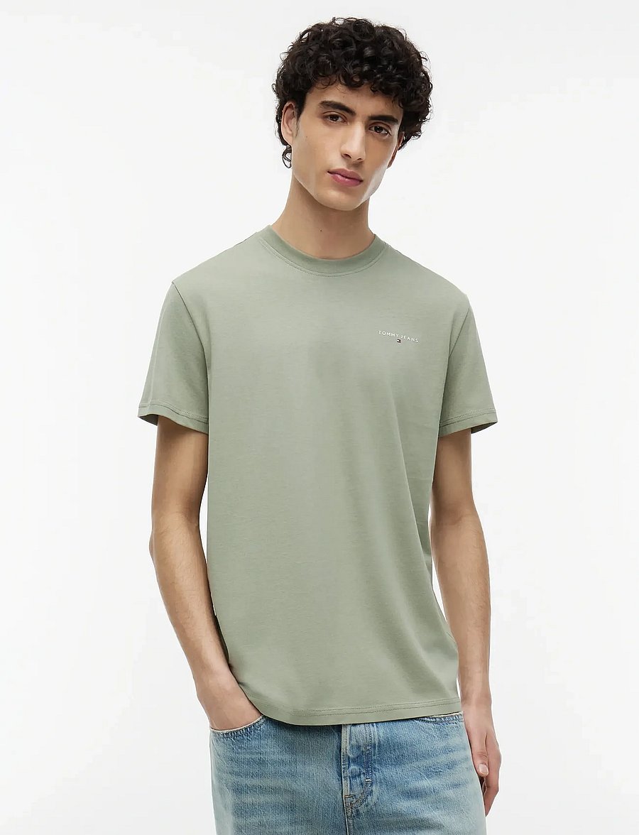 Tommy Jeans - TJM SLIM LINEAR CHEST TEE EXT - lühikeste varrukatega t-särgid - spring olive - 0