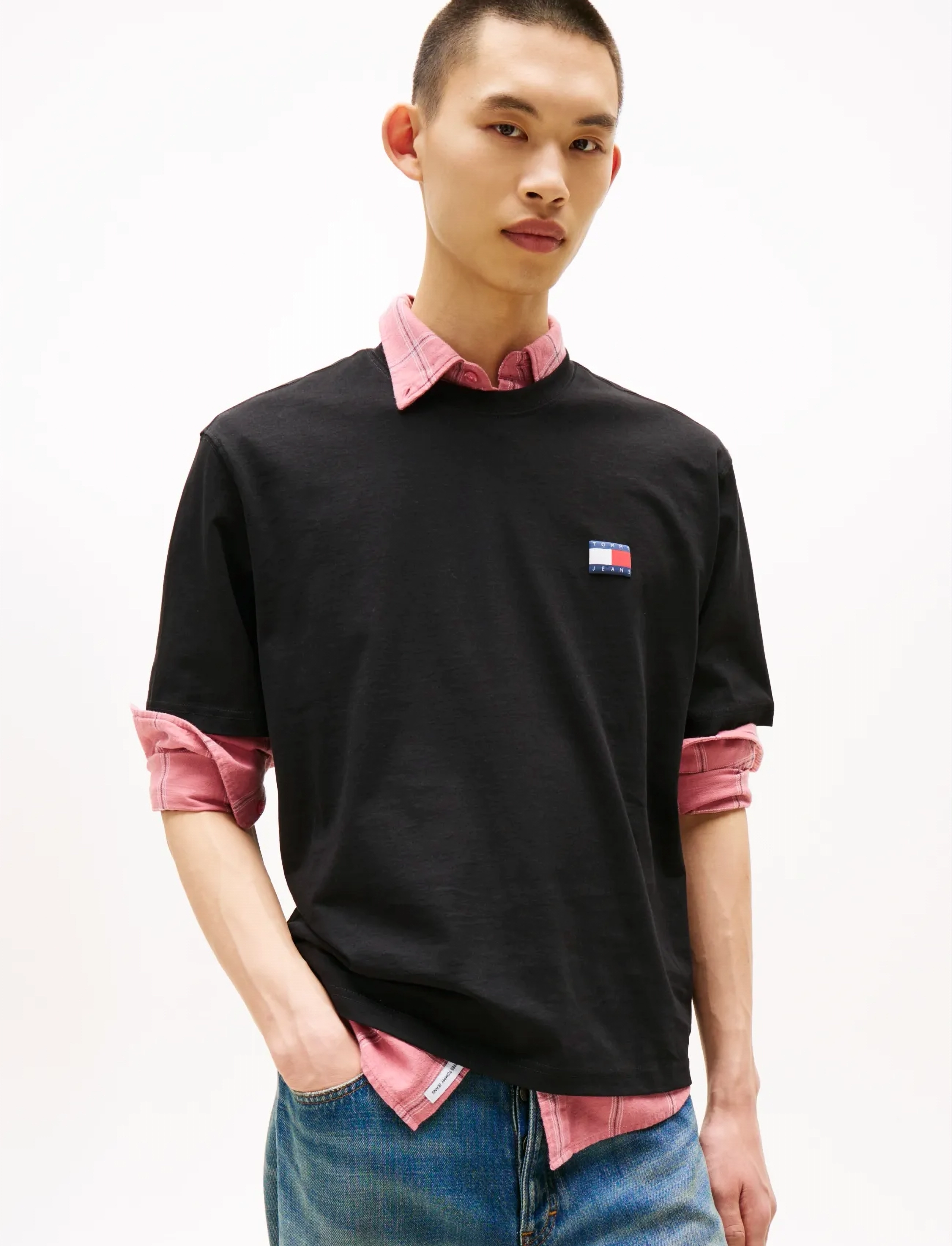 Tommy Jeans Tjm 90S Pop Col Nw Clsc T Ext, XXL, T-shirts, Schwarz - Short-sleeved, Männerswear