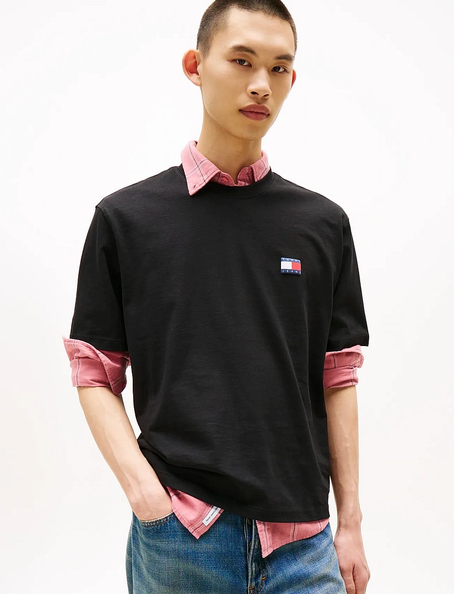 Tommy Jeans - TJM 90S POP COL NW CLSC T EXT - kortærmede t-shirts - black - 0