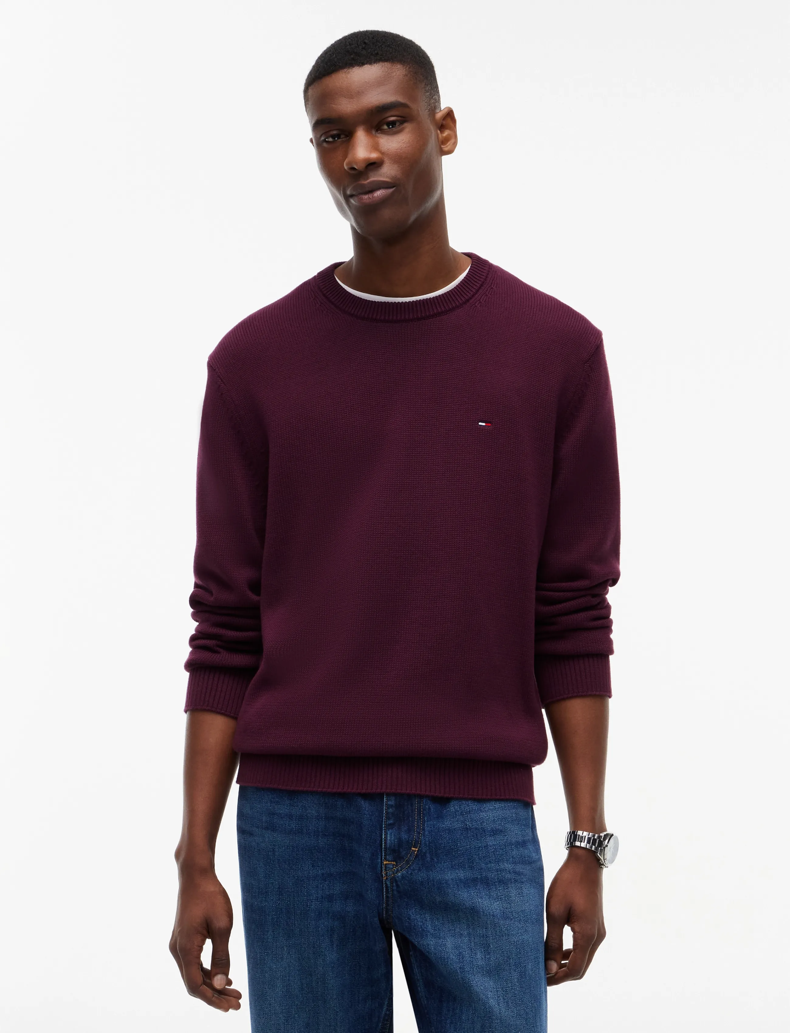 Tommy Jeans TJM SLIM ESS SWEATER EXT - Kleidung - CALYPSO BERRY / burgundy